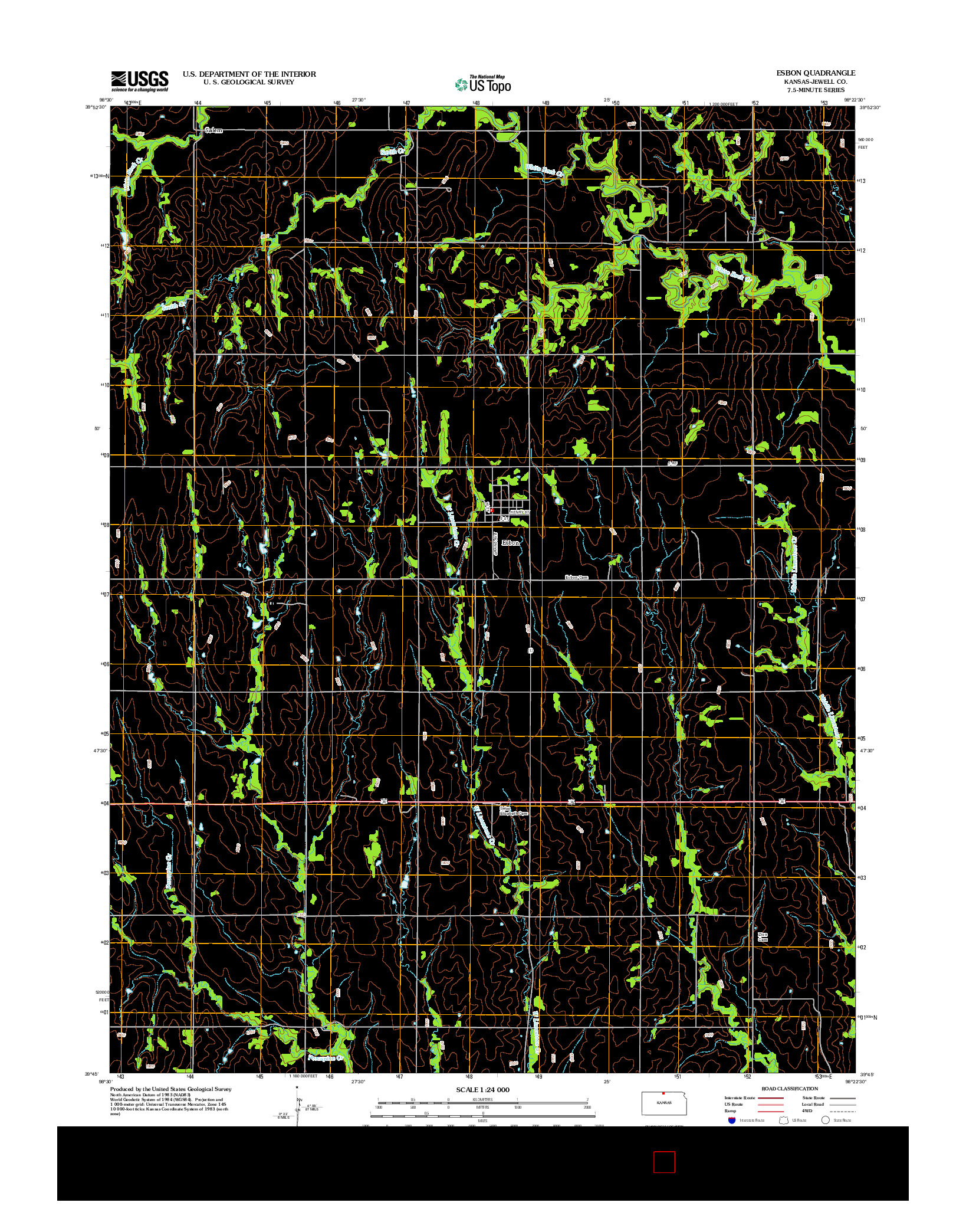 USGS US TOPO 7.5-MINUTE MAP FOR ESBON, KS 2012