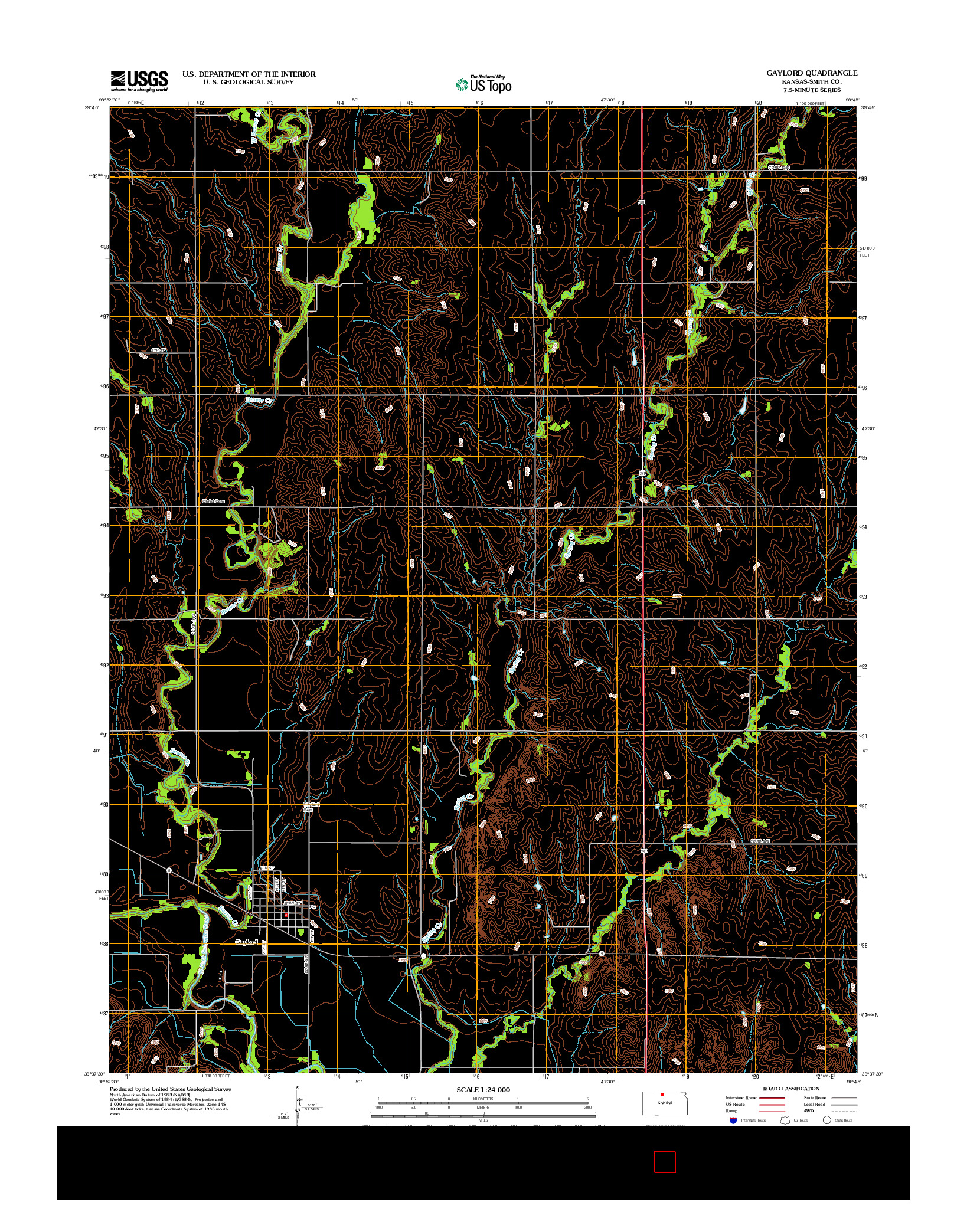 USGS US TOPO 7.5-MINUTE MAP FOR GAYLORD, KS 2012