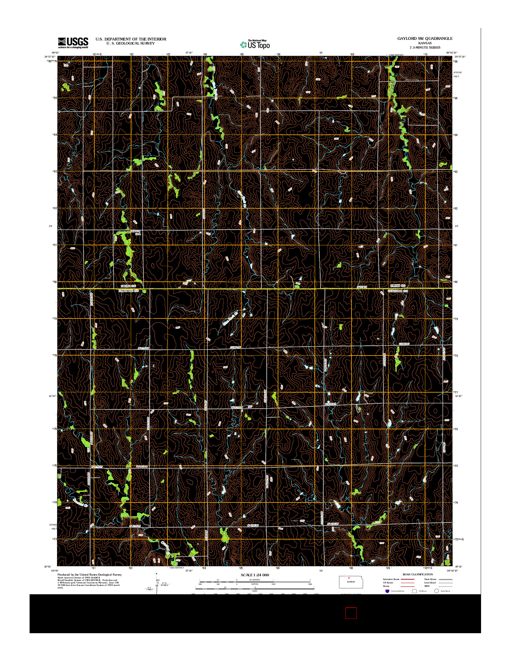 USGS US TOPO 7.5-MINUTE MAP FOR GAYLORD SW, KS 2012