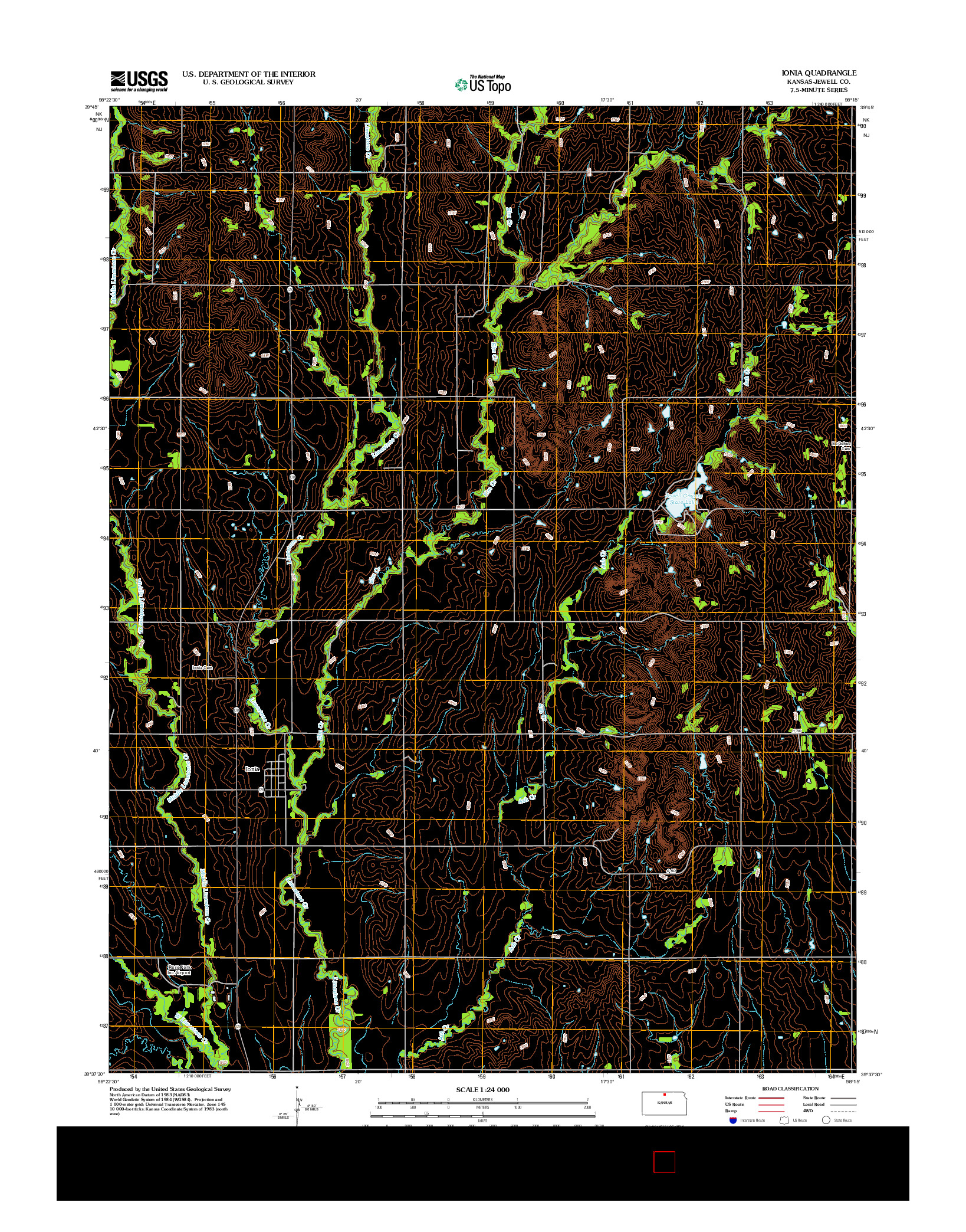 USGS US TOPO 7.5-MINUTE MAP FOR IONIA, KS 2012