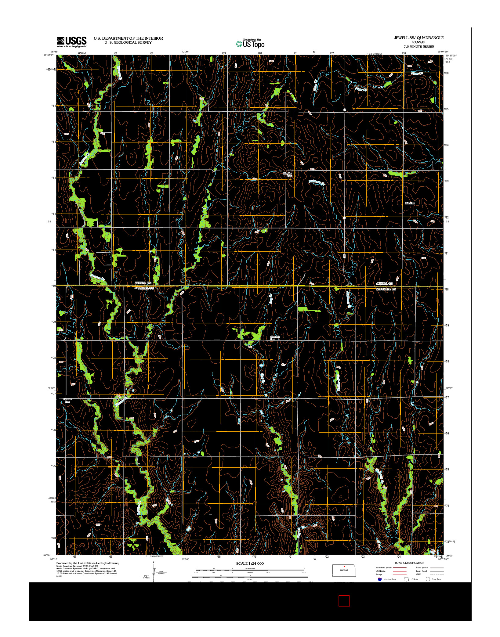 USGS US TOPO 7.5-MINUTE MAP FOR JEWELL SW, KS 2012