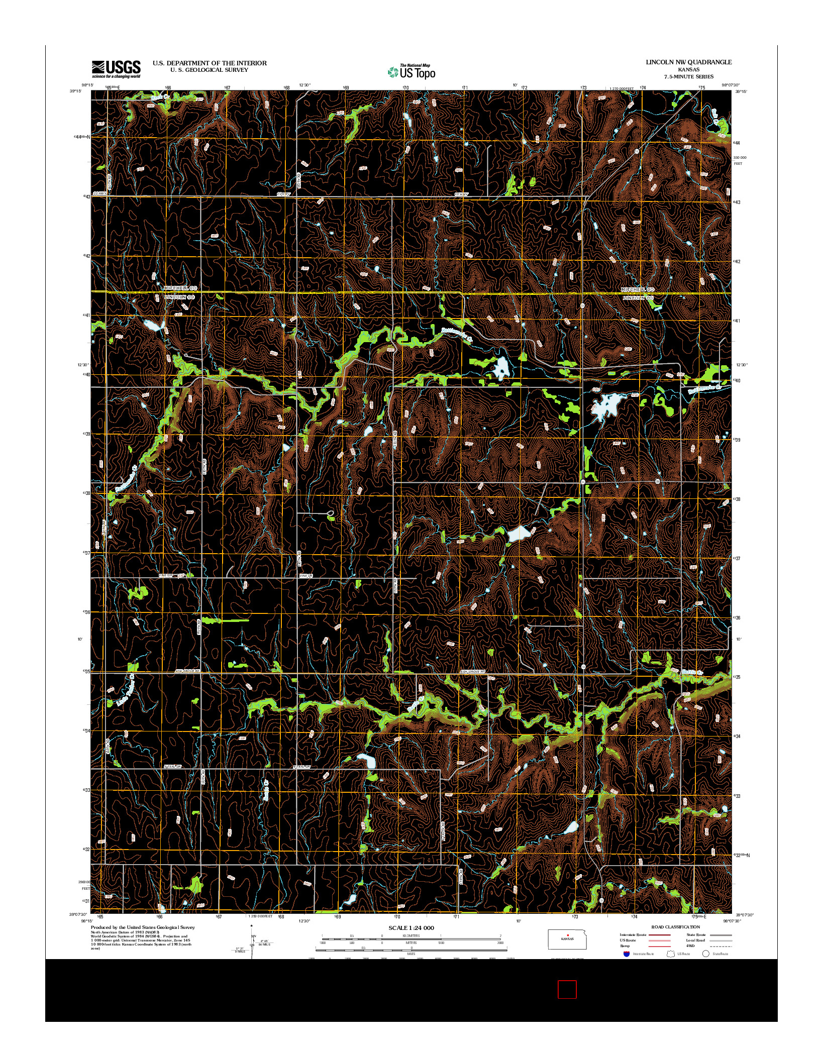 USGS US TOPO 7.5-MINUTE MAP FOR LINCOLN NW, KS 2012