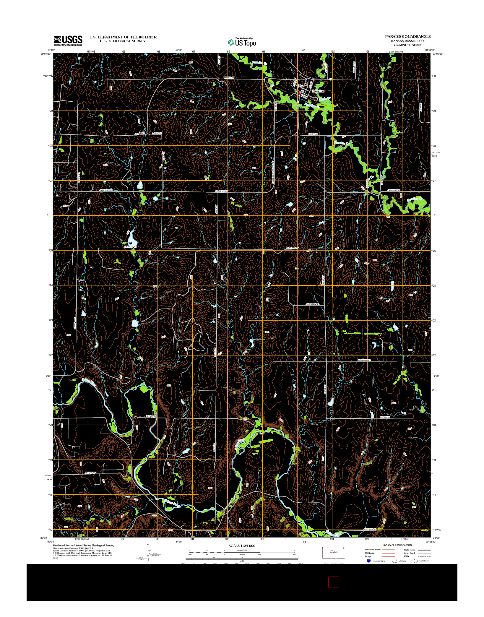 USGS US TOPO 7.5-MINUTE MAP FOR PARADISE, KS 2012