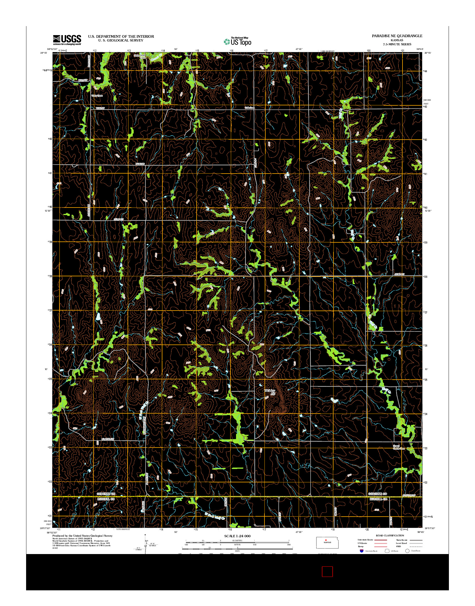 USGS US TOPO 7.5-MINUTE MAP FOR PARADISE NE, KS 2012