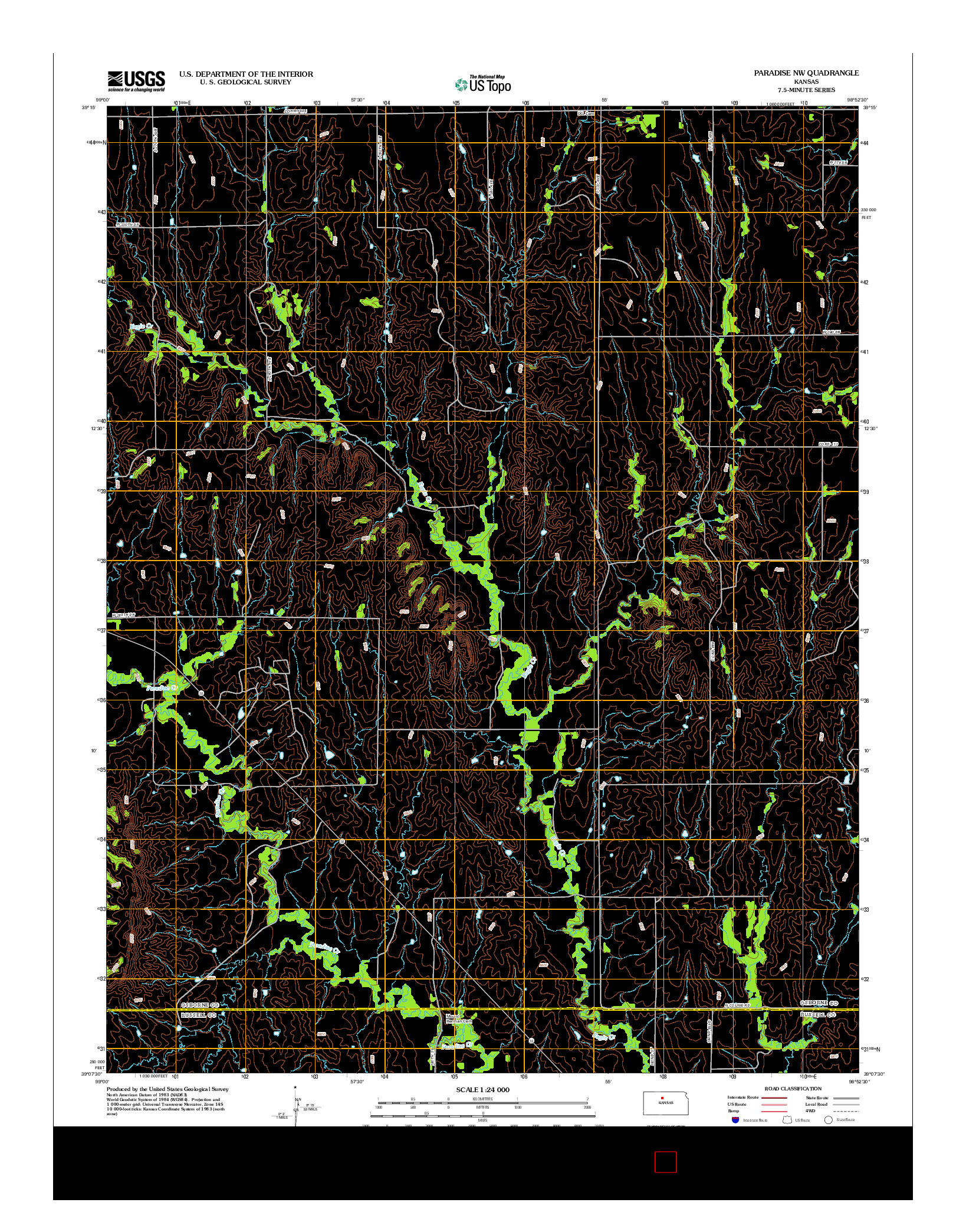 USGS US TOPO 7.5-MINUTE MAP FOR PARADISE NW, KS 2012