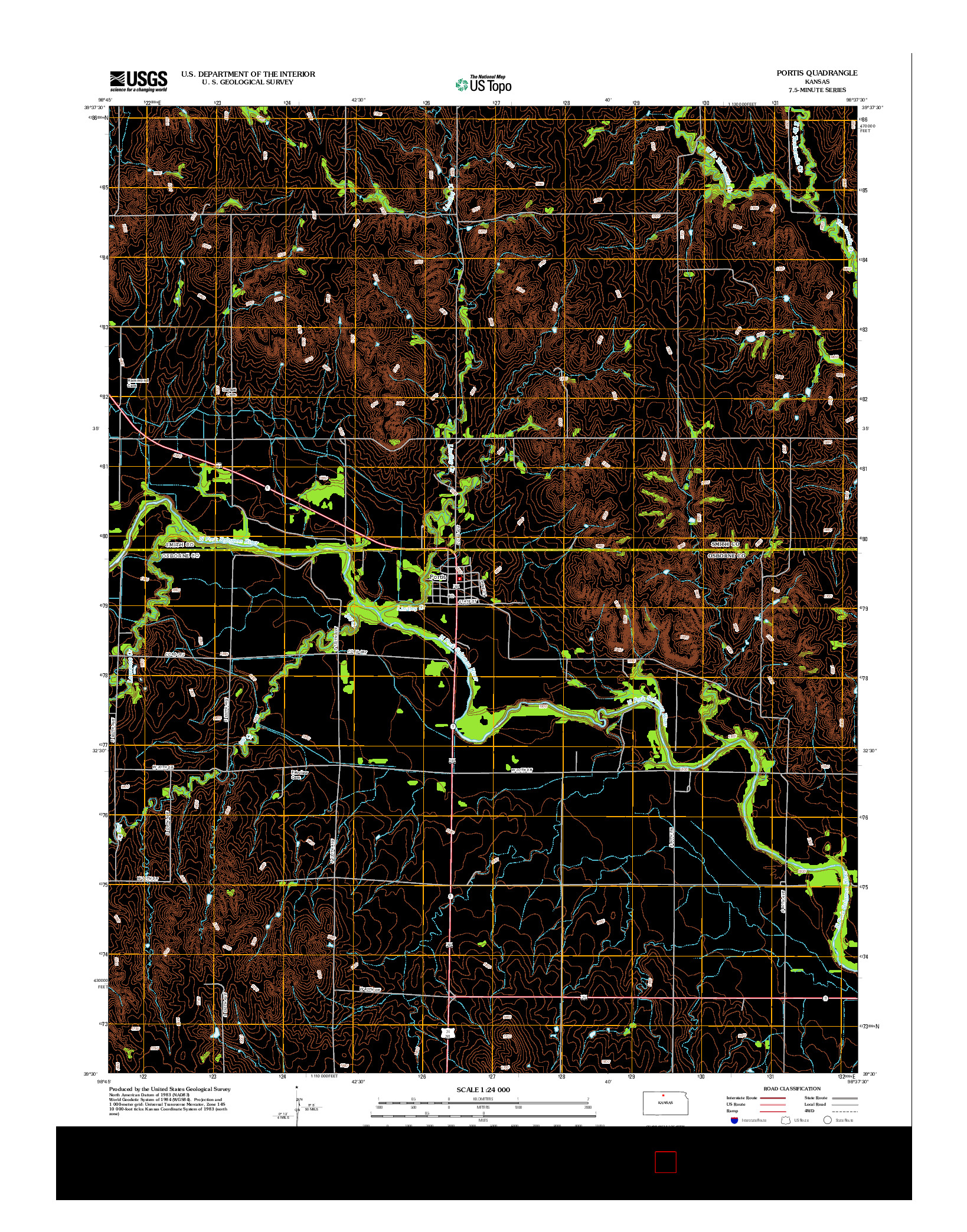 USGS US TOPO 7.5-MINUTE MAP FOR PORTIS, KS 2012
