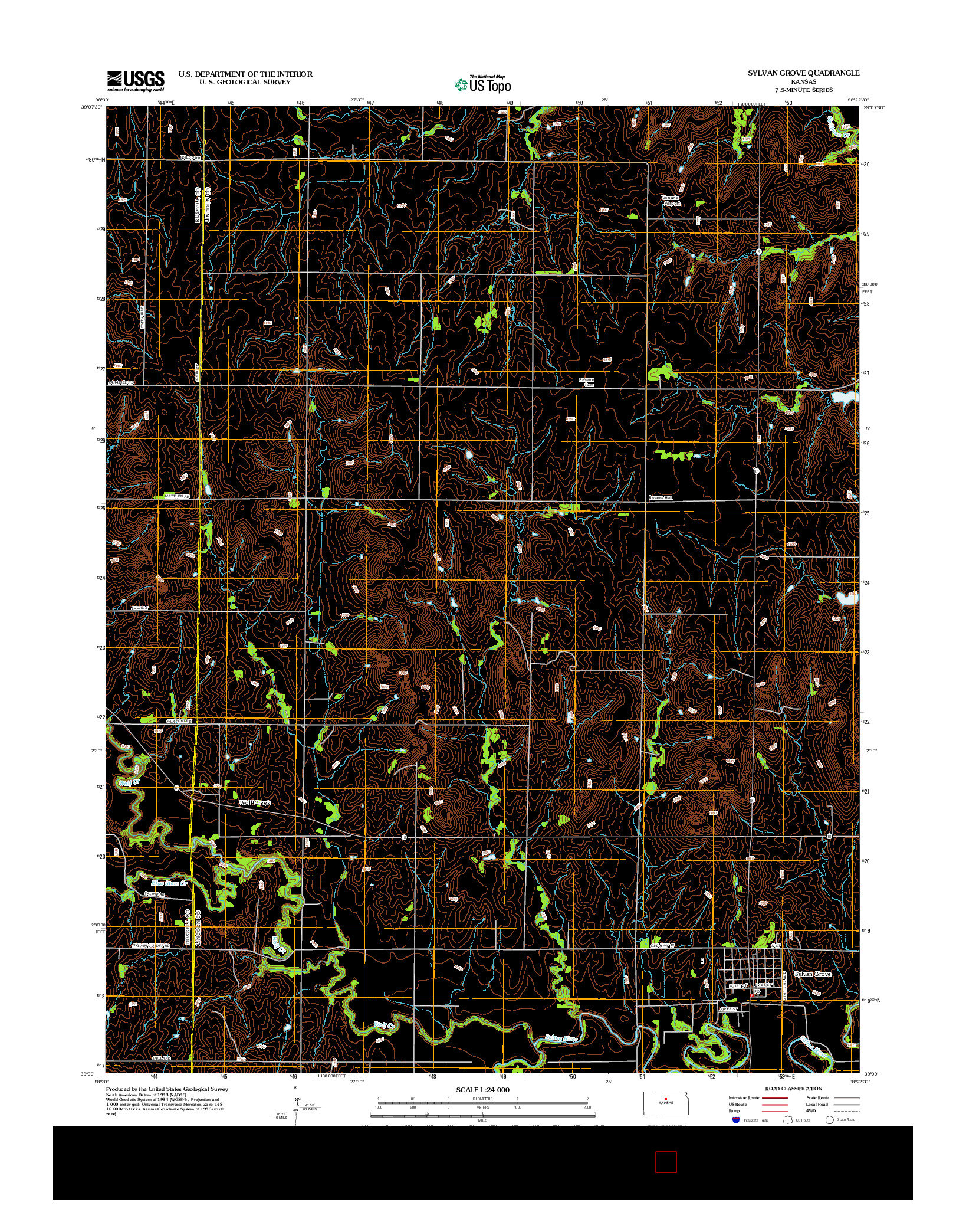 USGS US TOPO 7.5-MINUTE MAP FOR SYLVAN GROVE, KS 2012