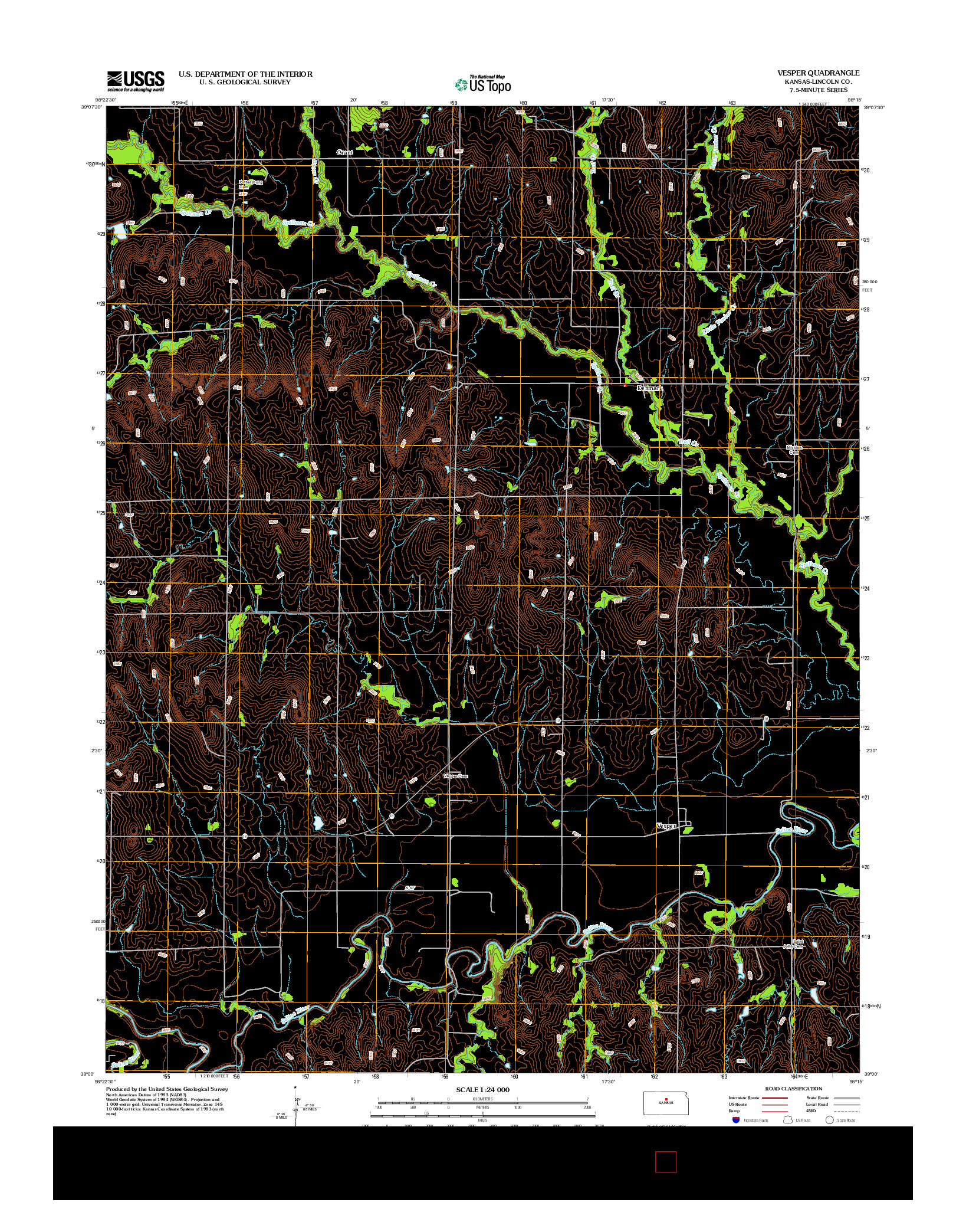 USGS US TOPO 7.5-MINUTE MAP FOR VESPER, KS 2012