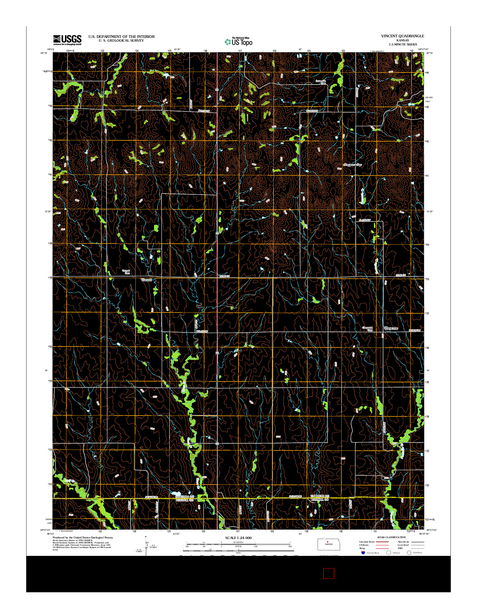 USGS US TOPO 7.5-MINUTE MAP FOR VINCENT, KS 2012