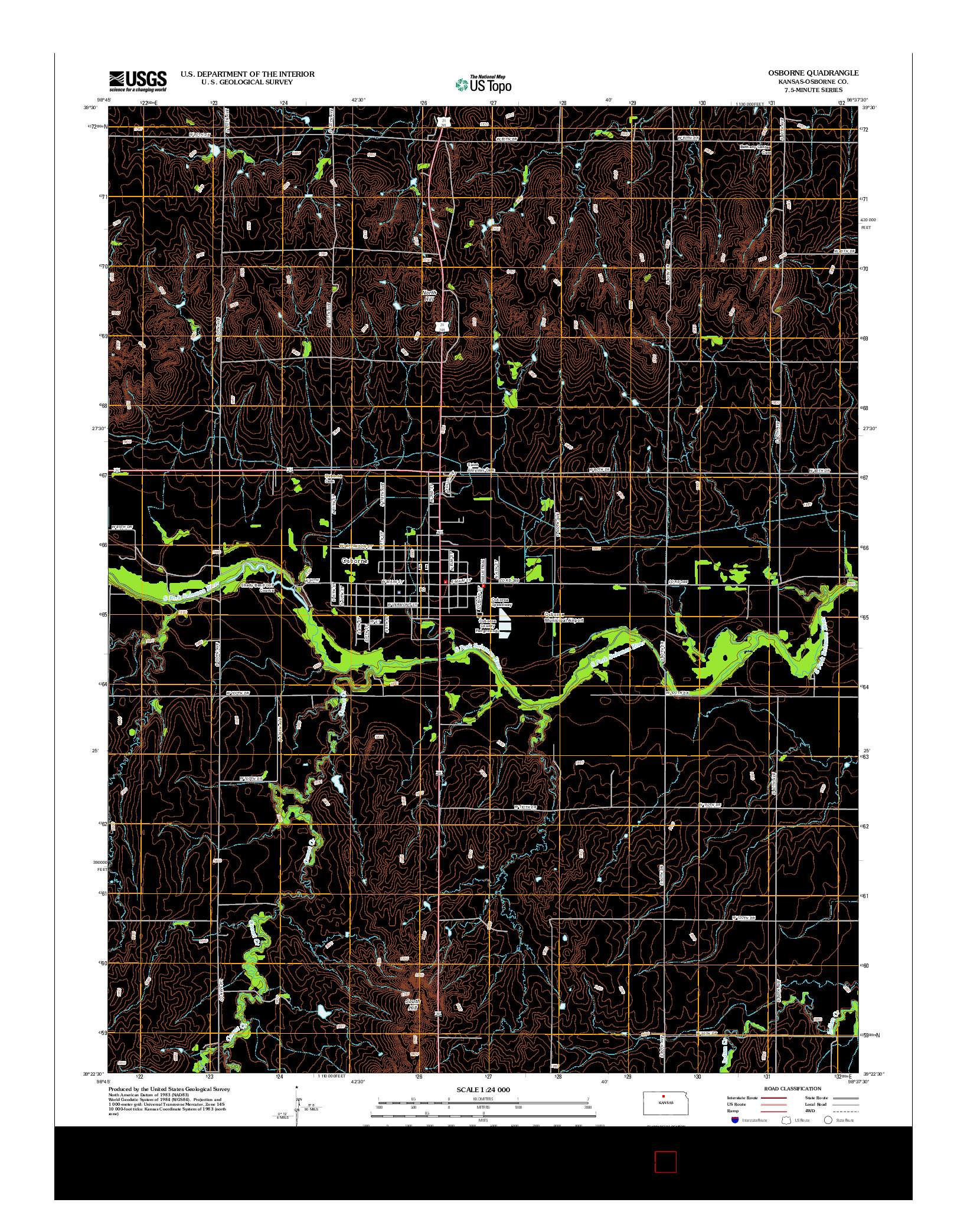 USGS US TOPO 7.5-MINUTE MAP FOR OSBORNE, KS 2012