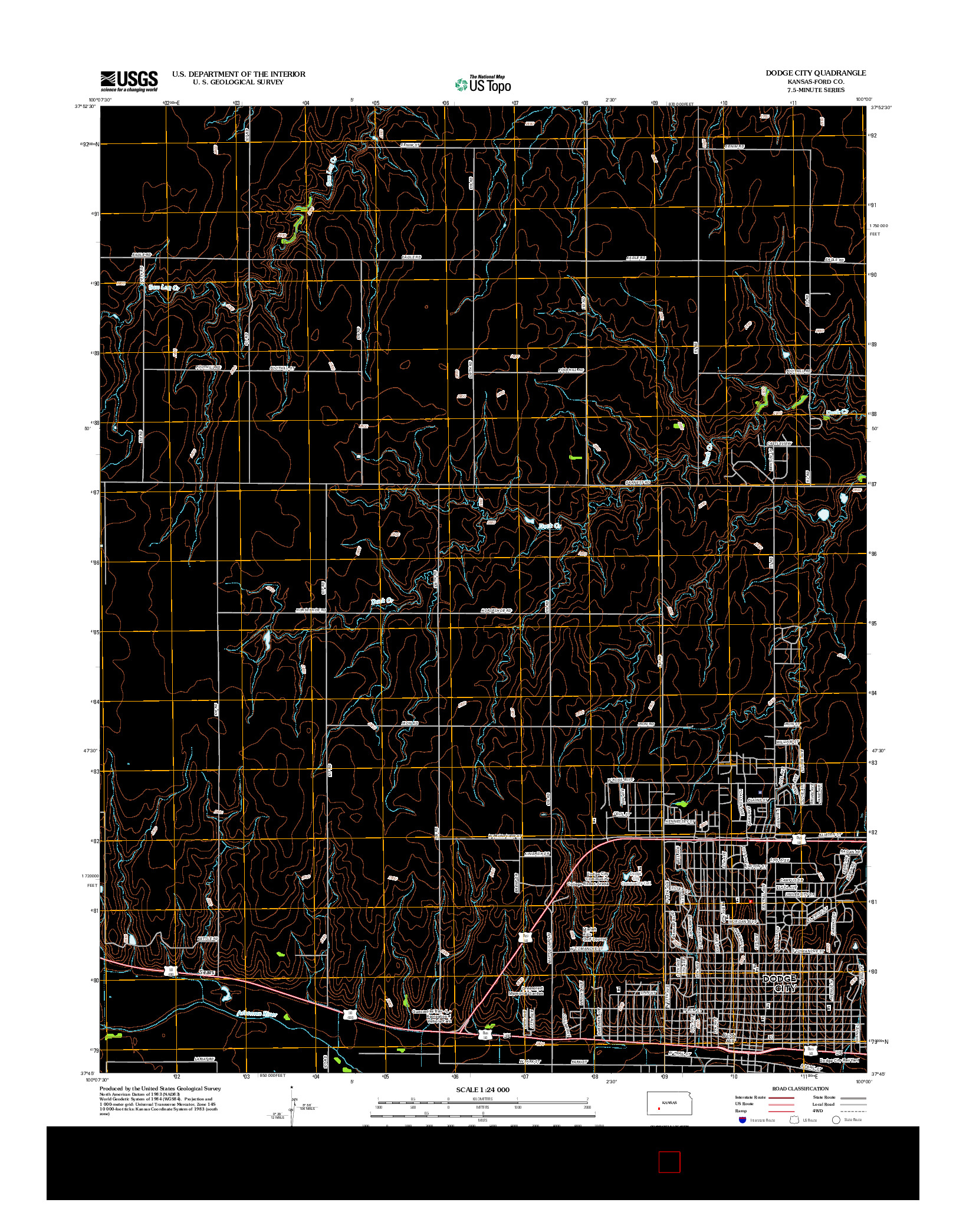 USGS US TOPO 7.5-MINUTE MAP FOR DODGE CITY, KS 2012