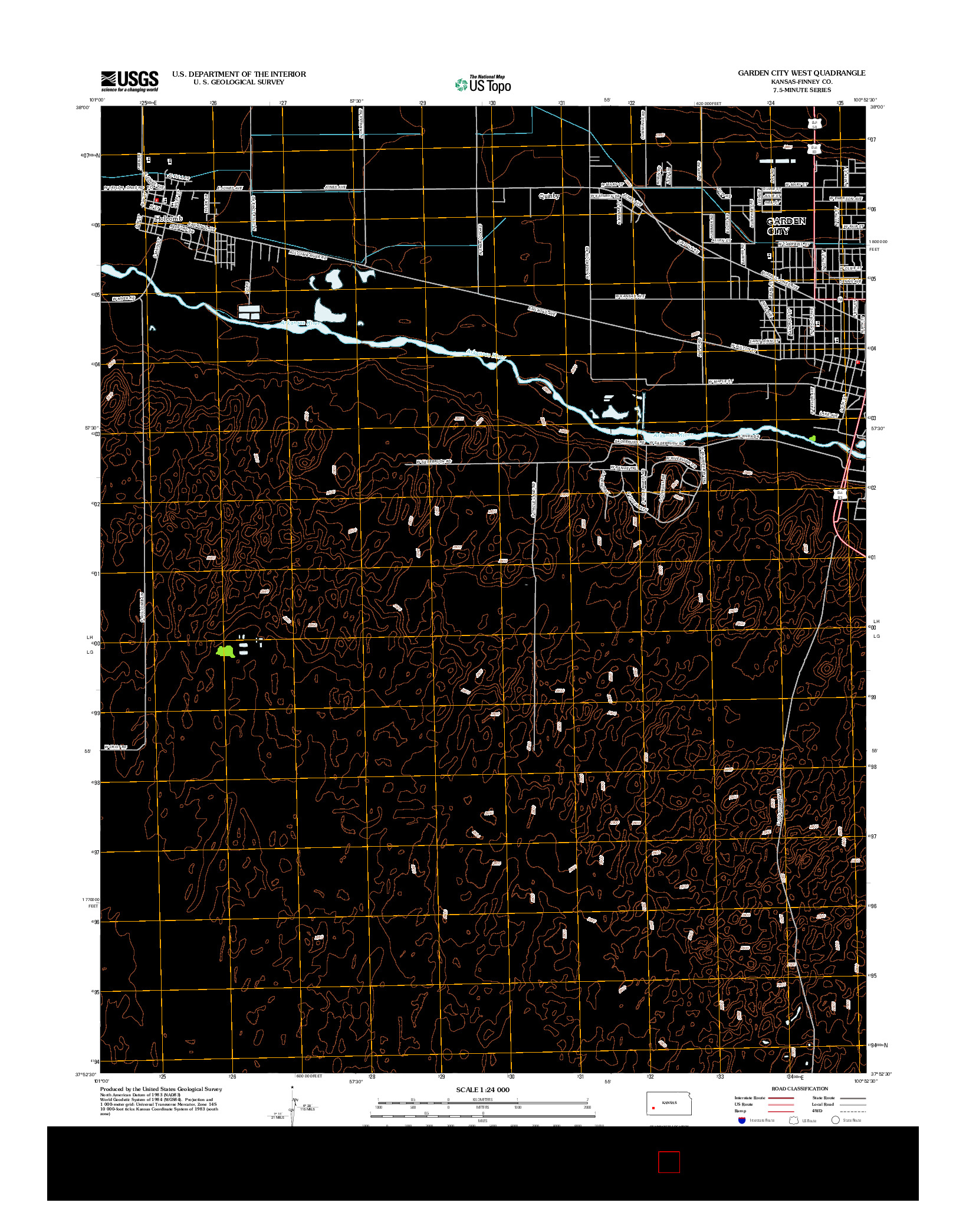 USGS US TOPO 7.5-MINUTE MAP FOR GARDEN CITY WEST, KS 2012