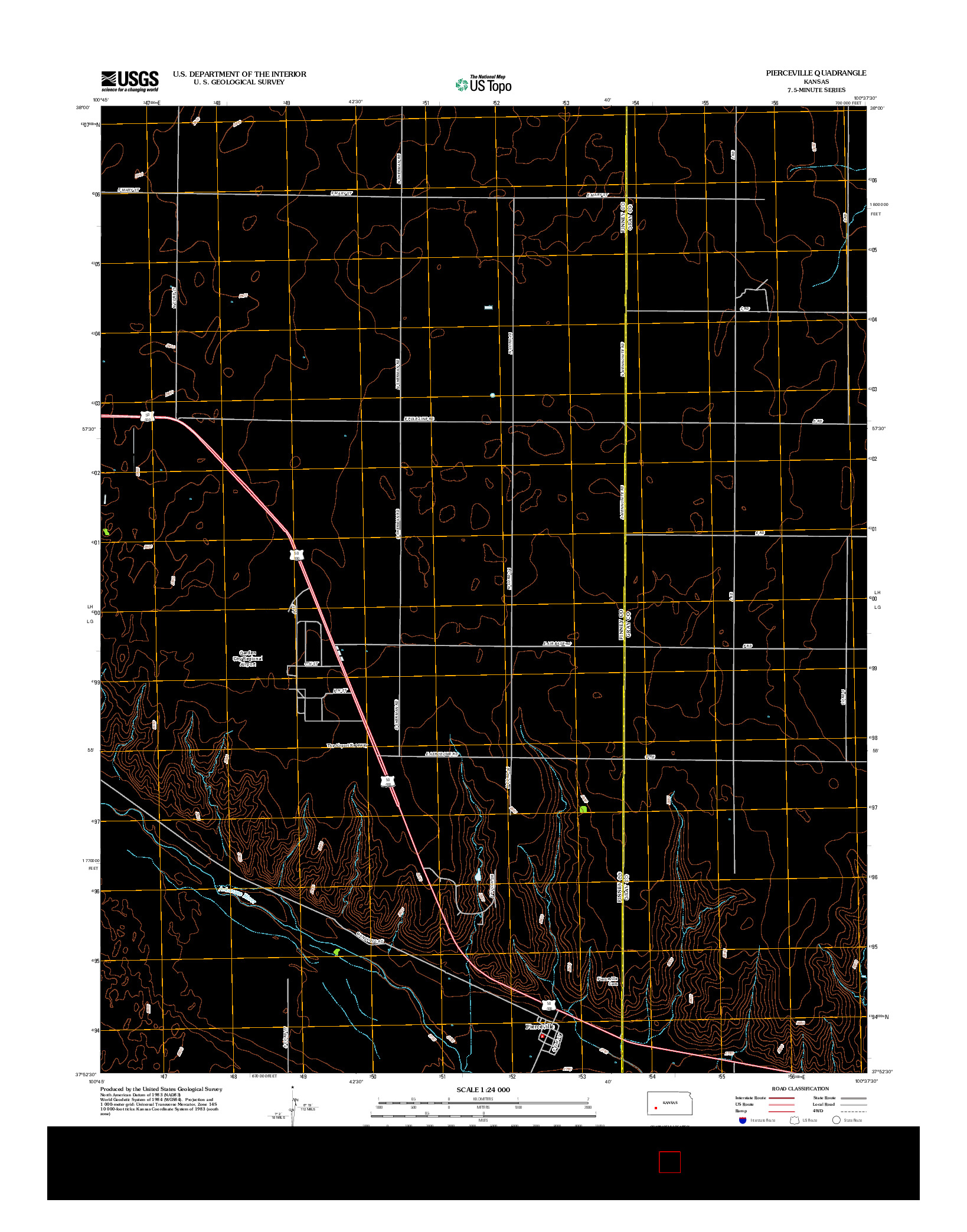 USGS US TOPO 7.5-MINUTE MAP FOR PIERCEVILLE, KS 2012