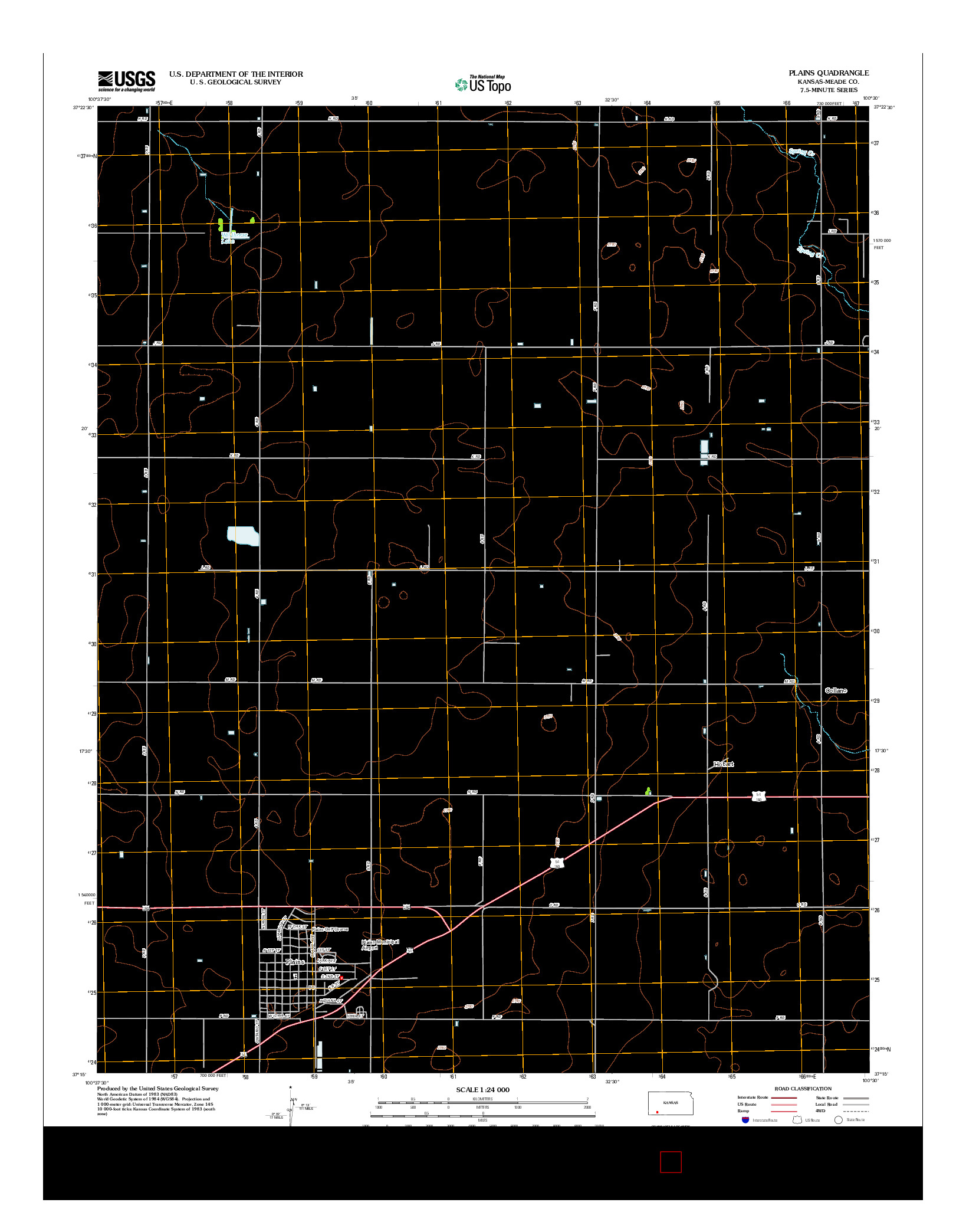 USGS US TOPO 7.5-MINUTE MAP FOR PLAINS, KS 2012