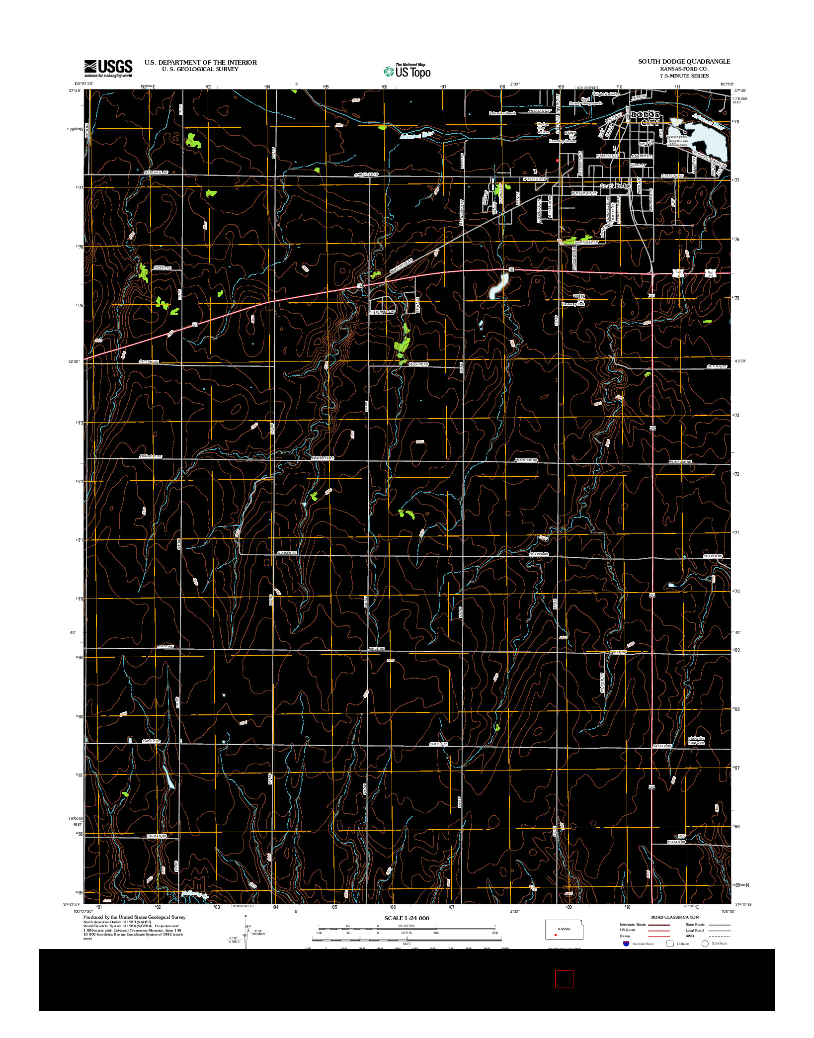USGS US TOPO 7.5-MINUTE MAP FOR SOUTH DODGE, KS 2012
