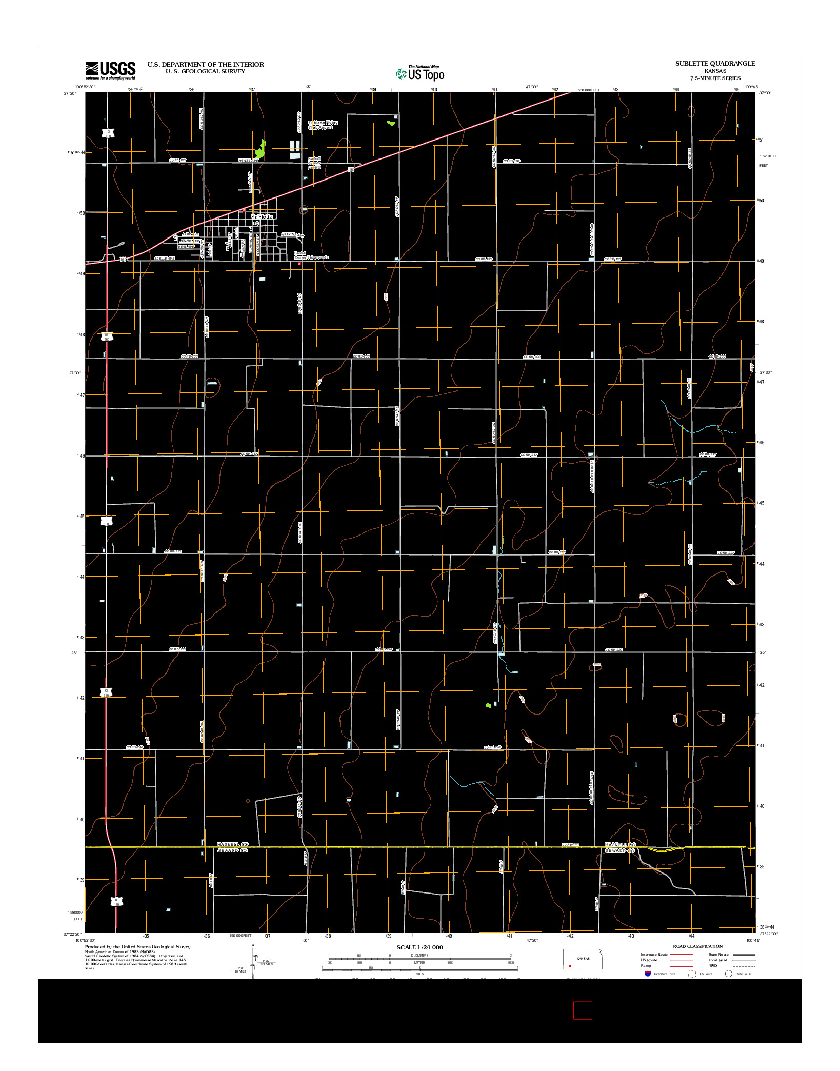 USGS US TOPO 7.5-MINUTE MAP FOR SUBLETTE, KS 2012