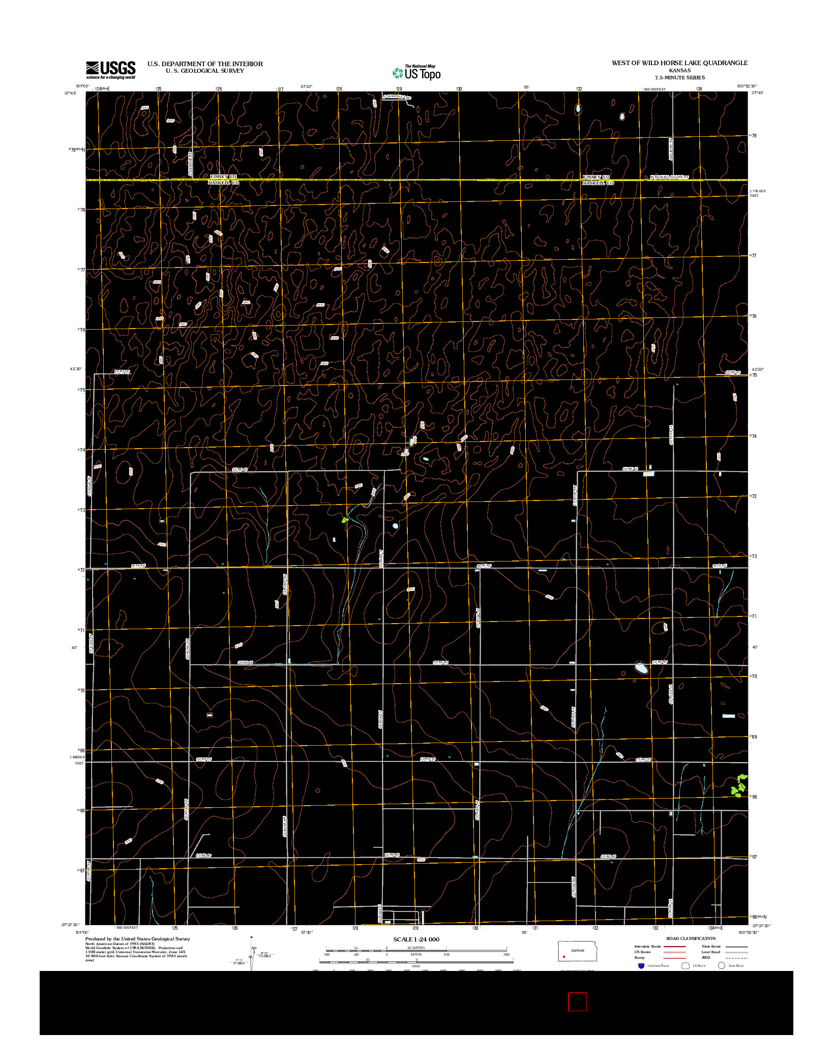 USGS US TOPO 7.5-MINUTE MAP FOR WEST OF WILD HORSE LAKE, KS 2012