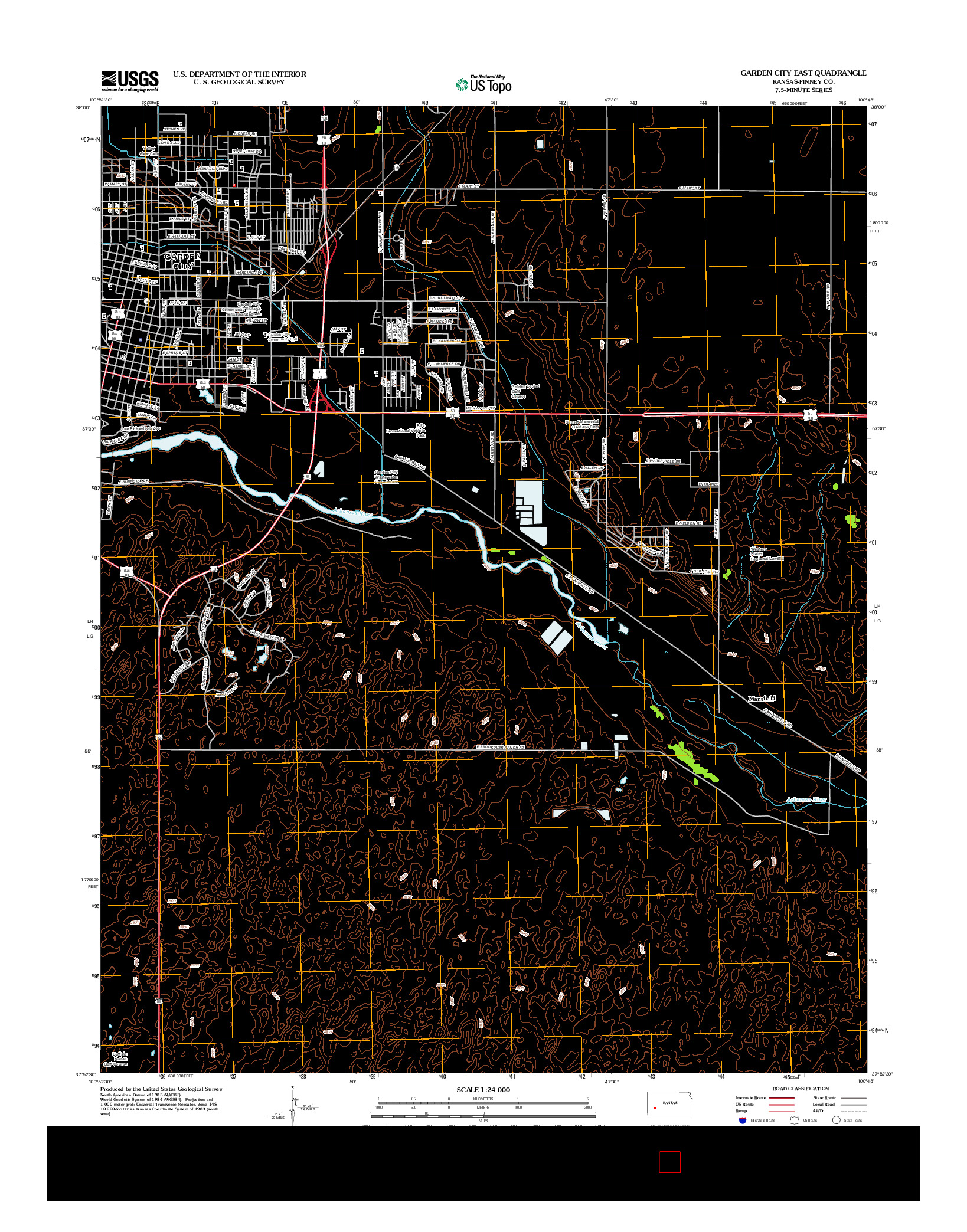 USGS US TOPO 7.5-MINUTE MAP FOR GARDEN CITY EAST, KS 2012