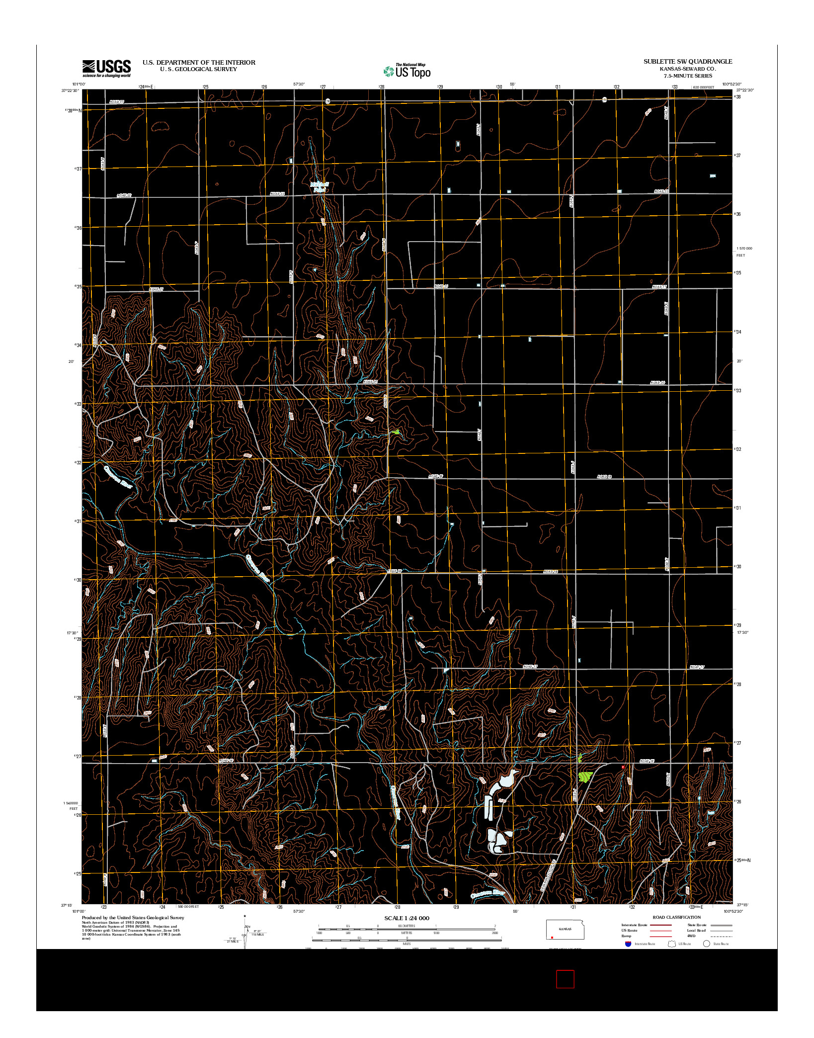USGS US TOPO 7.5-MINUTE MAP FOR SUBLETTE SW, KS 2012