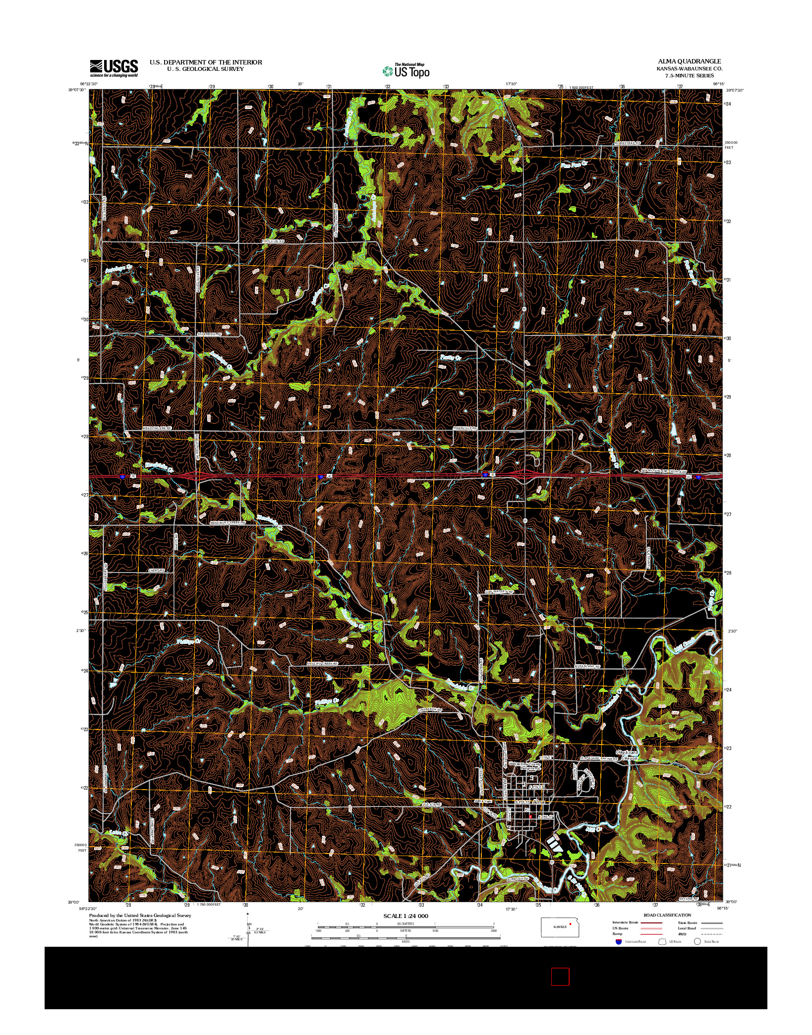 USGS US TOPO 7.5-MINUTE MAP FOR ALMA, KS 2012