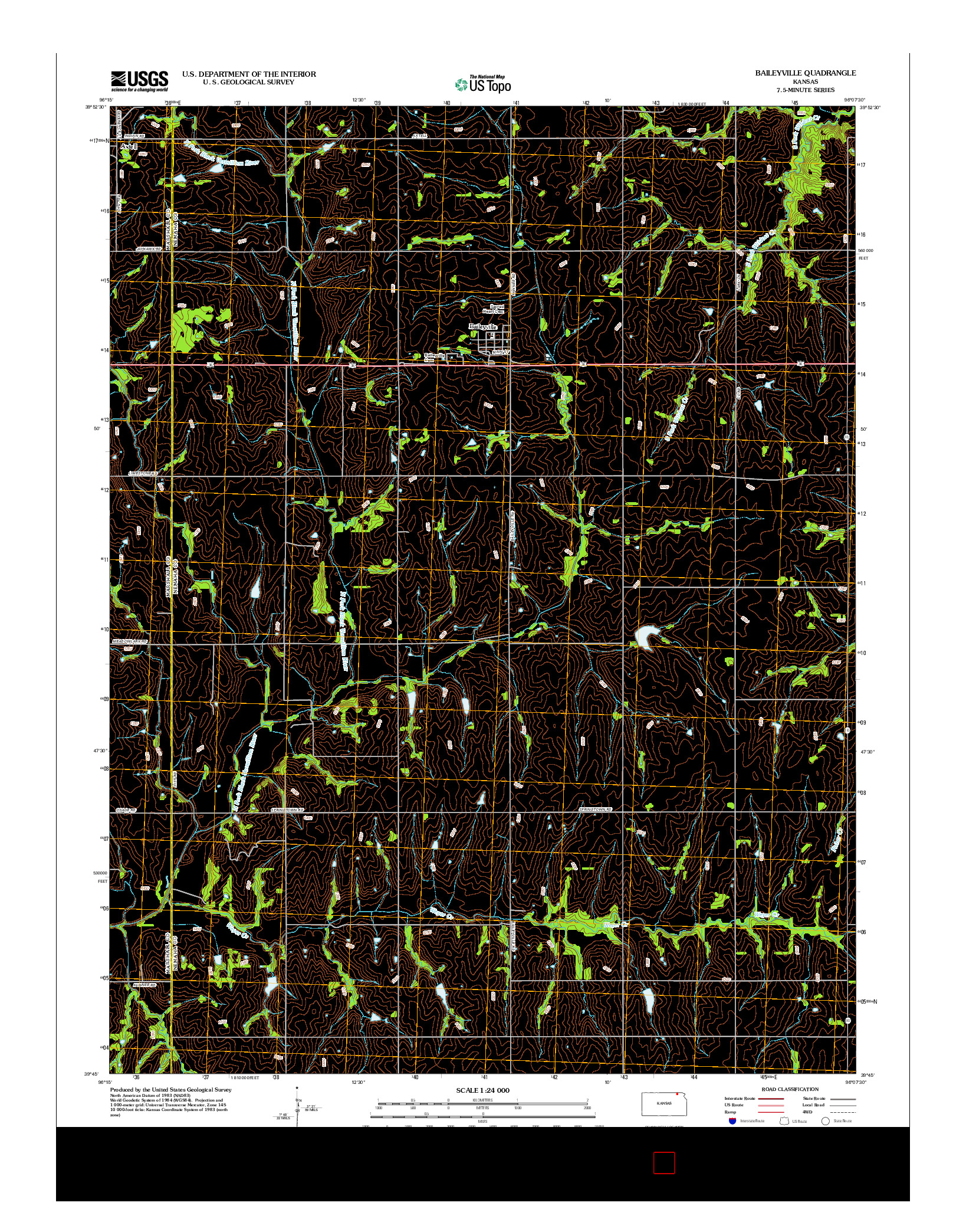USGS US TOPO 7.5-MINUTE MAP FOR BAILEYVILLE, KS 2012