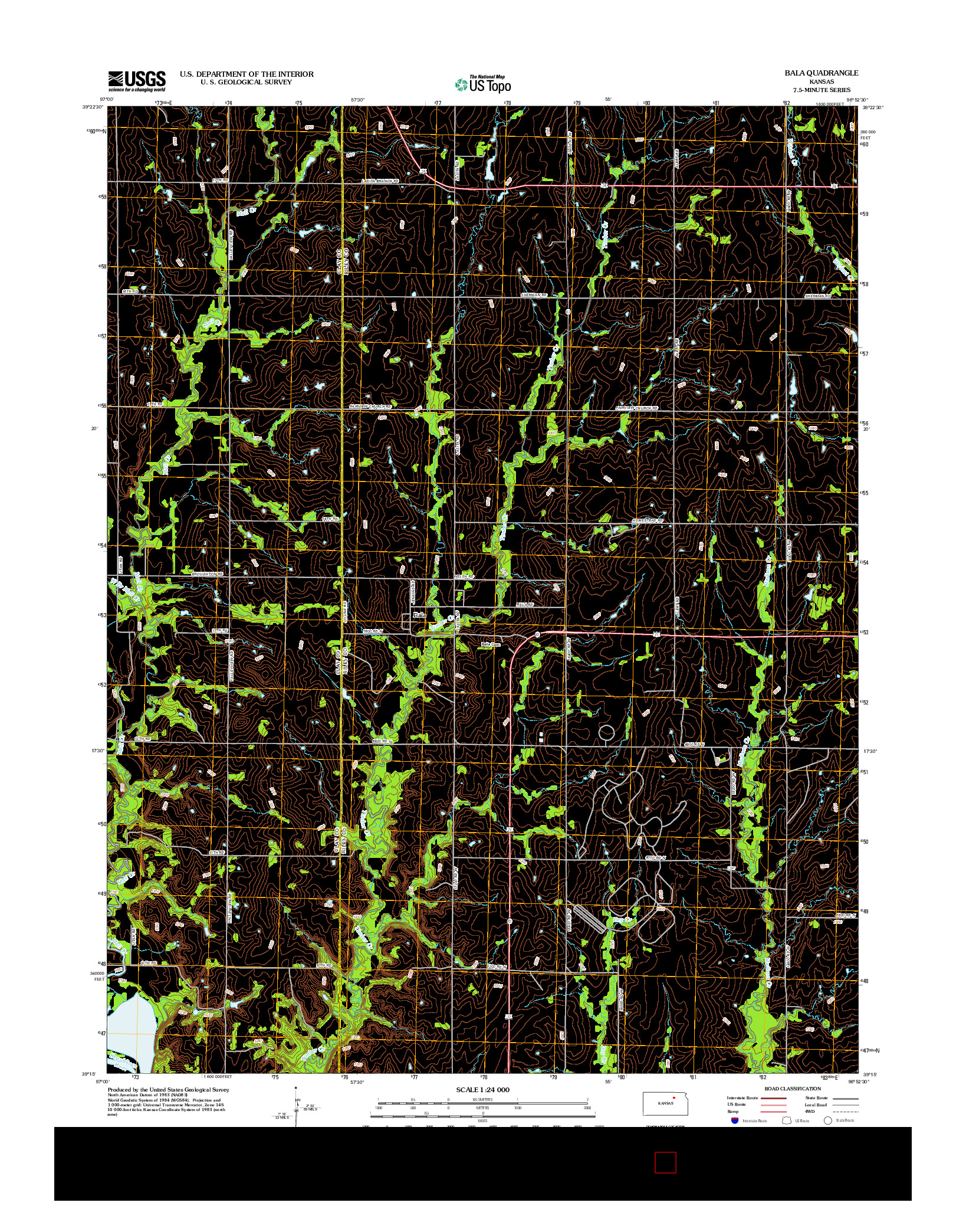 USGS US TOPO 7.5-MINUTE MAP FOR BALA, KS 2012
