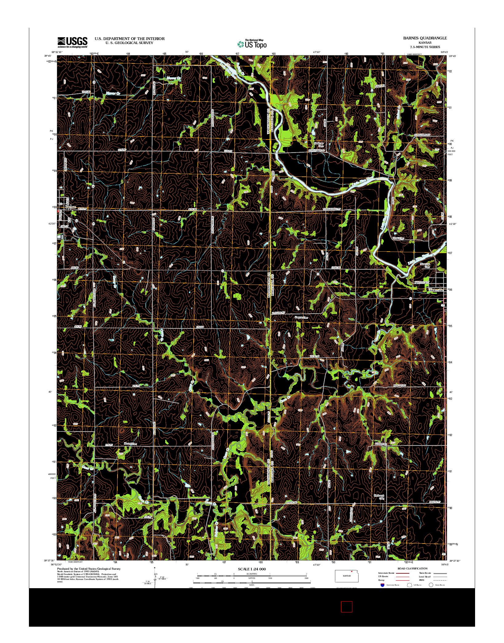 USGS US TOPO 7.5-MINUTE MAP FOR BARNES, KS 2012