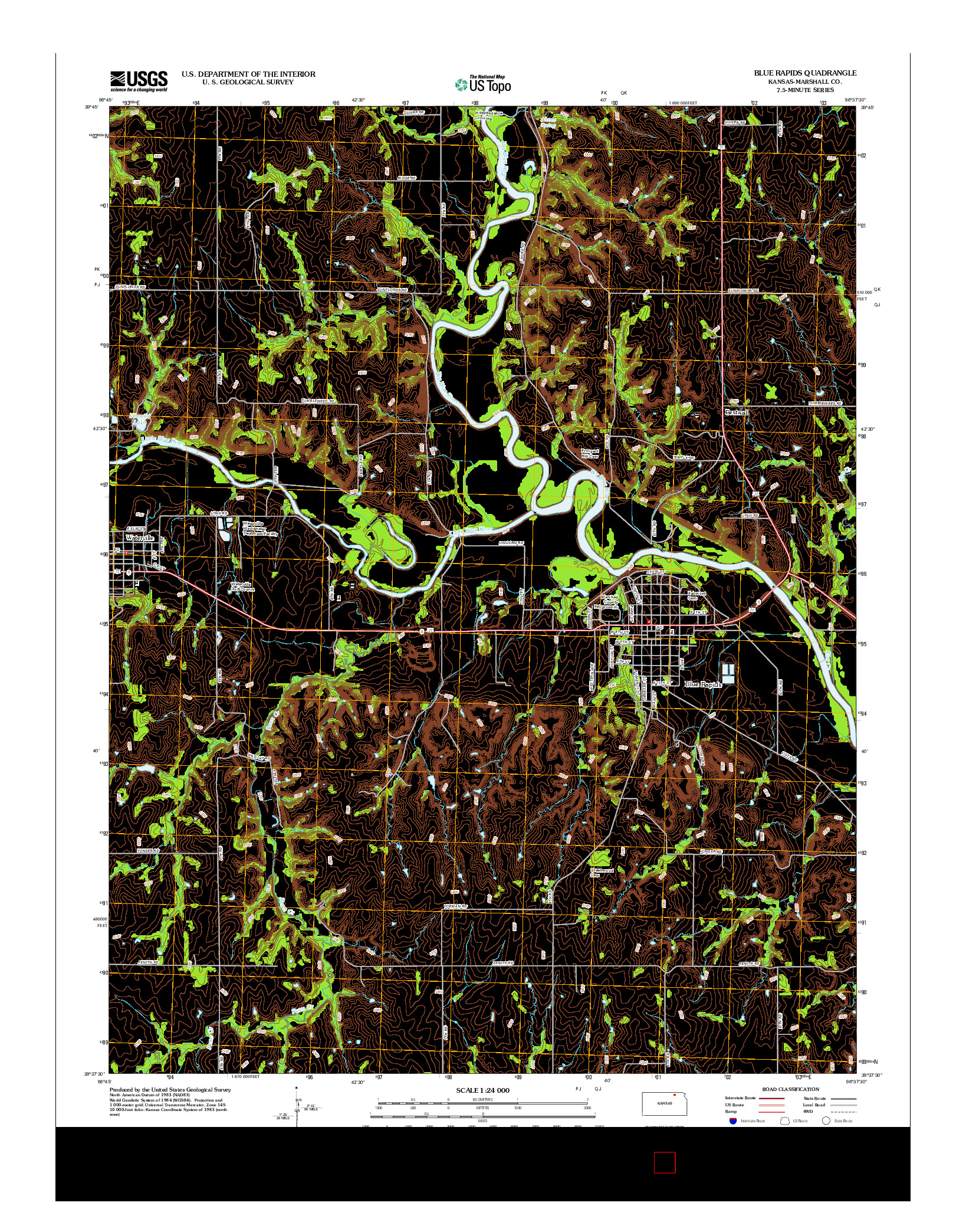 USGS US TOPO 7.5-MINUTE MAP FOR BLUE RAPIDS, KS 2012