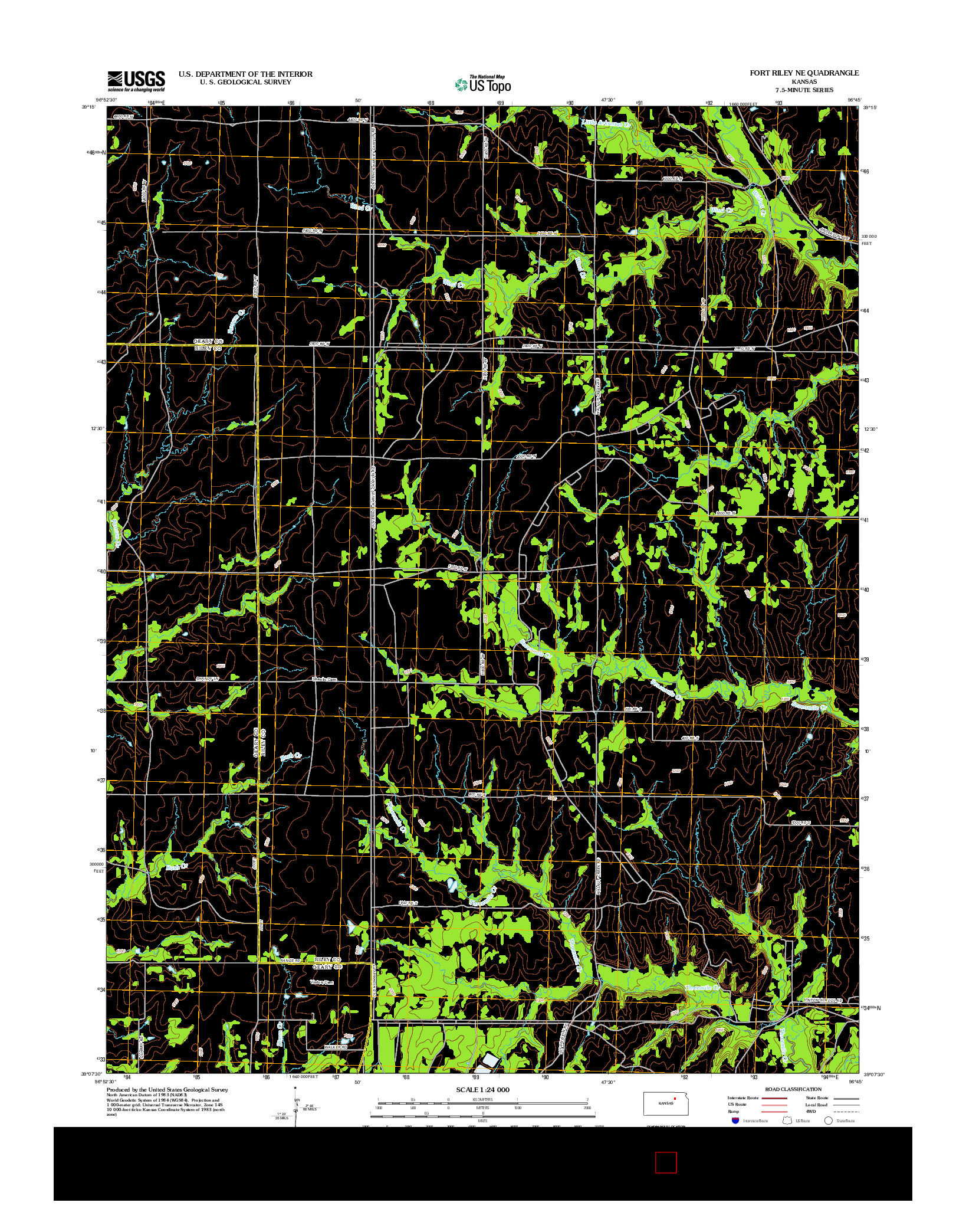 USGS US TOPO 7.5-MINUTE MAP FOR FORT RILEY NE, KS 2012
