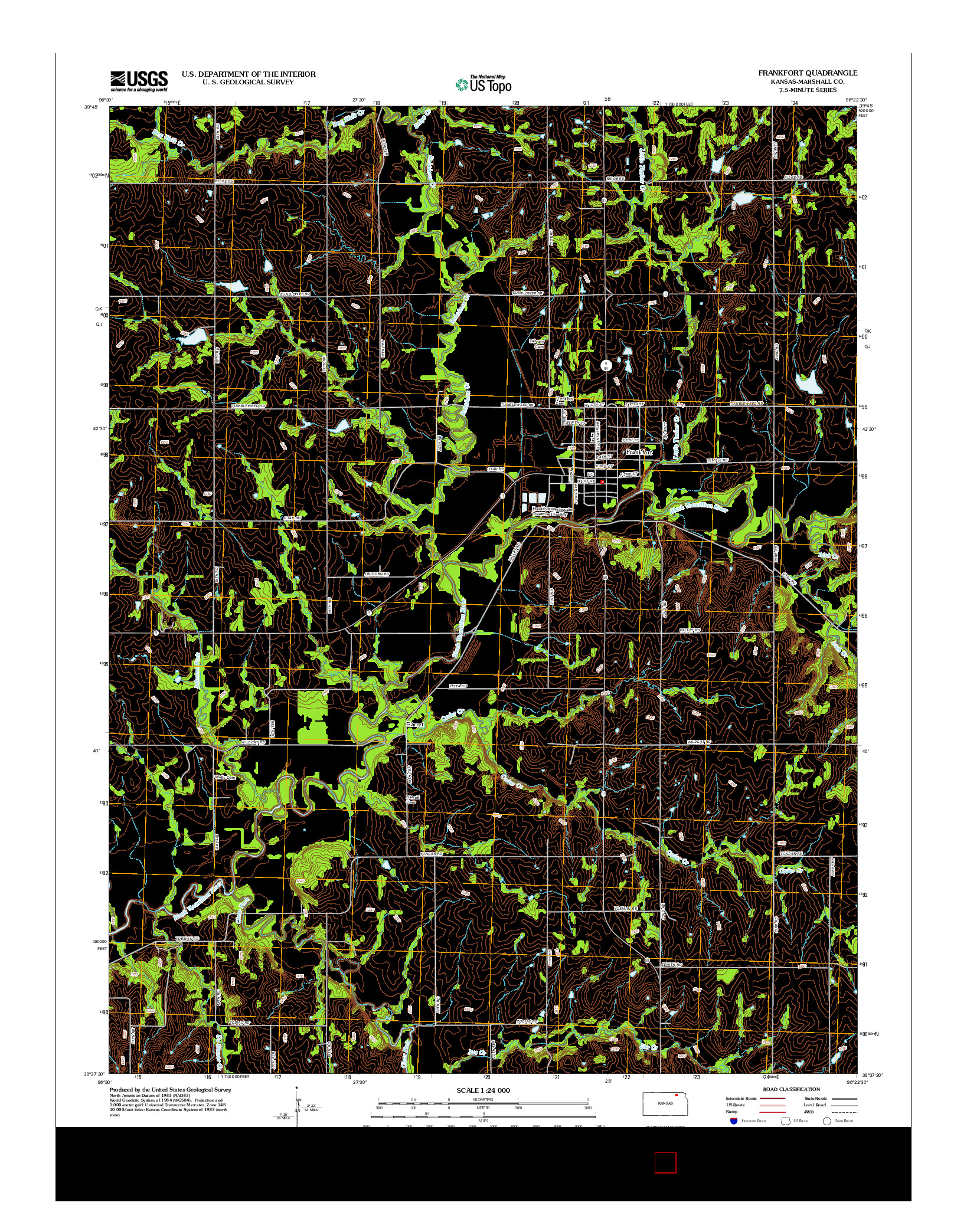 USGS US TOPO 7.5-MINUTE MAP FOR FRANKFORT, KS 2012