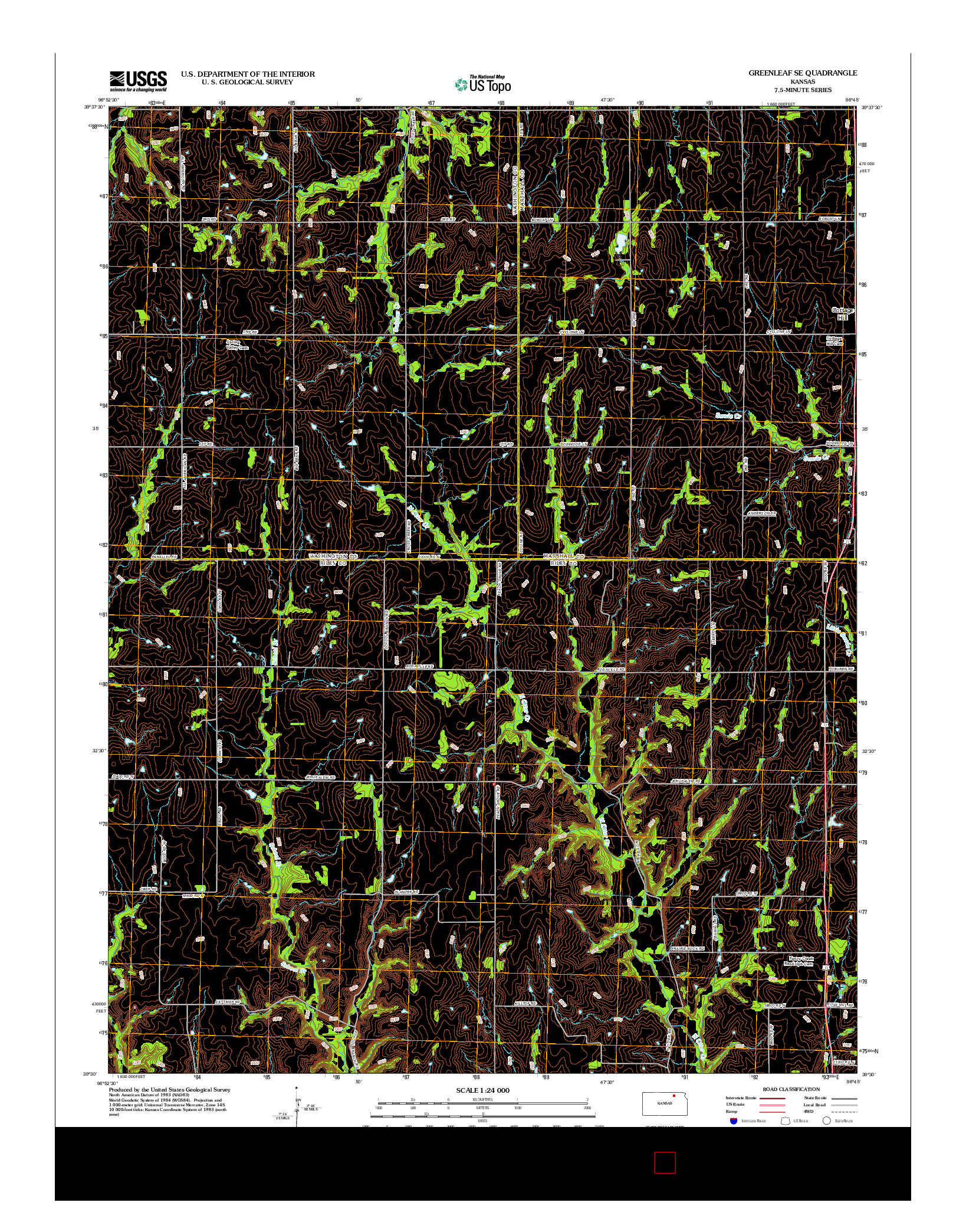 USGS US TOPO 7.5-MINUTE MAP FOR GREENLEAF SE, KS 2012