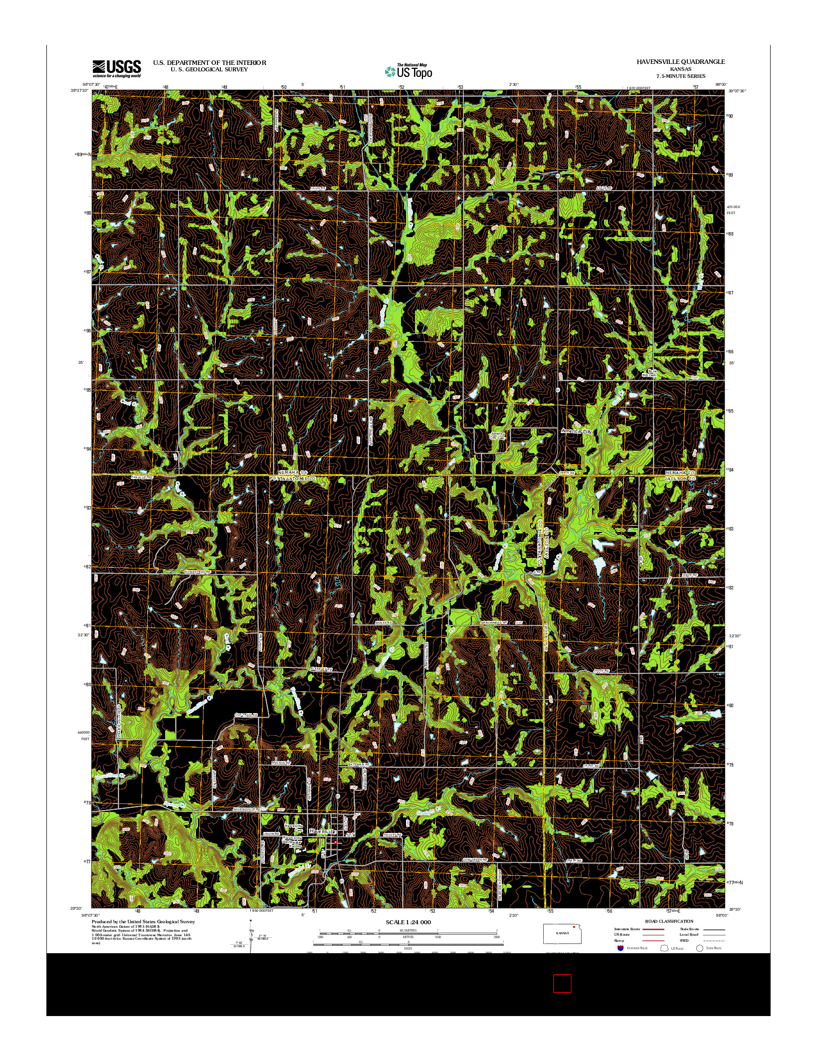 USGS US TOPO 7.5-MINUTE MAP FOR HAVENSVILLE, KS 2012