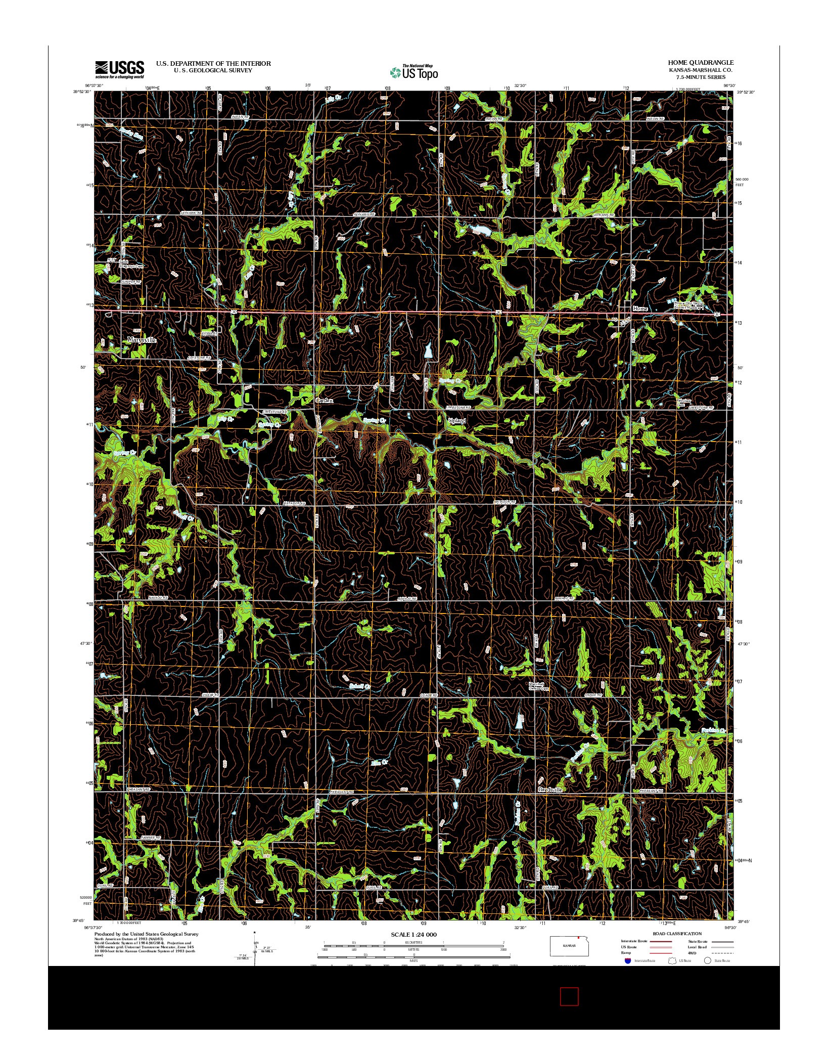 USGS US TOPO 7.5-MINUTE MAP FOR HOME, KS 2012