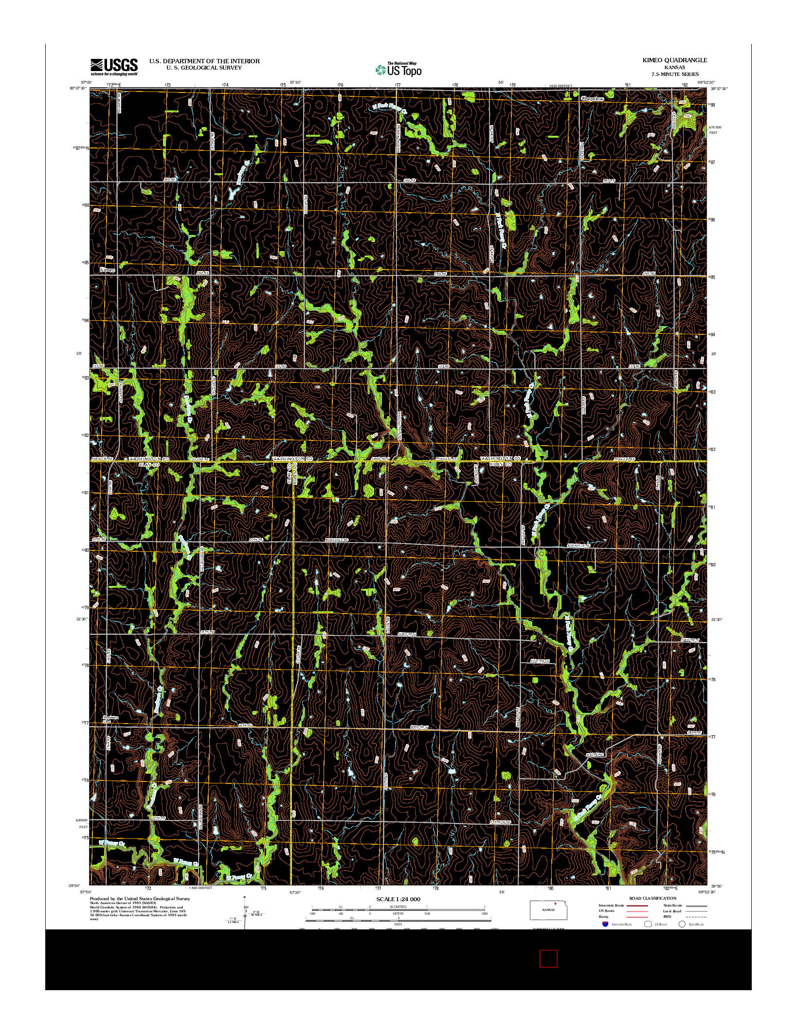 USGS US TOPO 7.5-MINUTE MAP FOR KIMEO, KS 2012