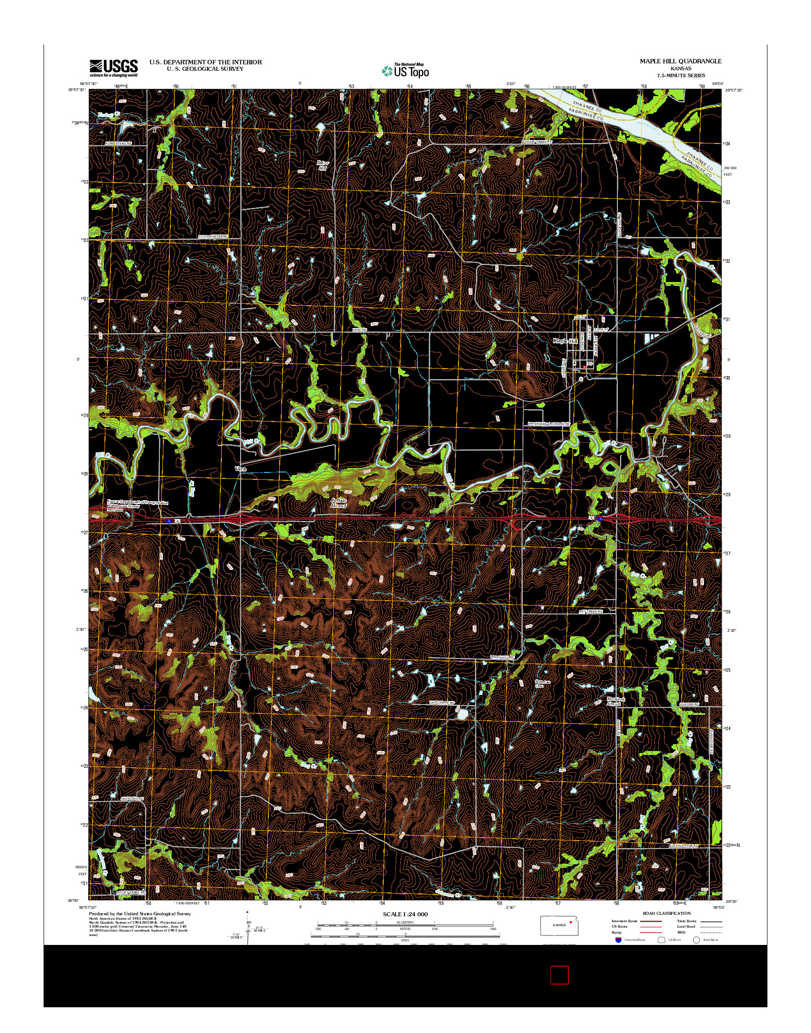 USGS US TOPO 7.5-MINUTE MAP FOR MAPLE HILL, KS 2012