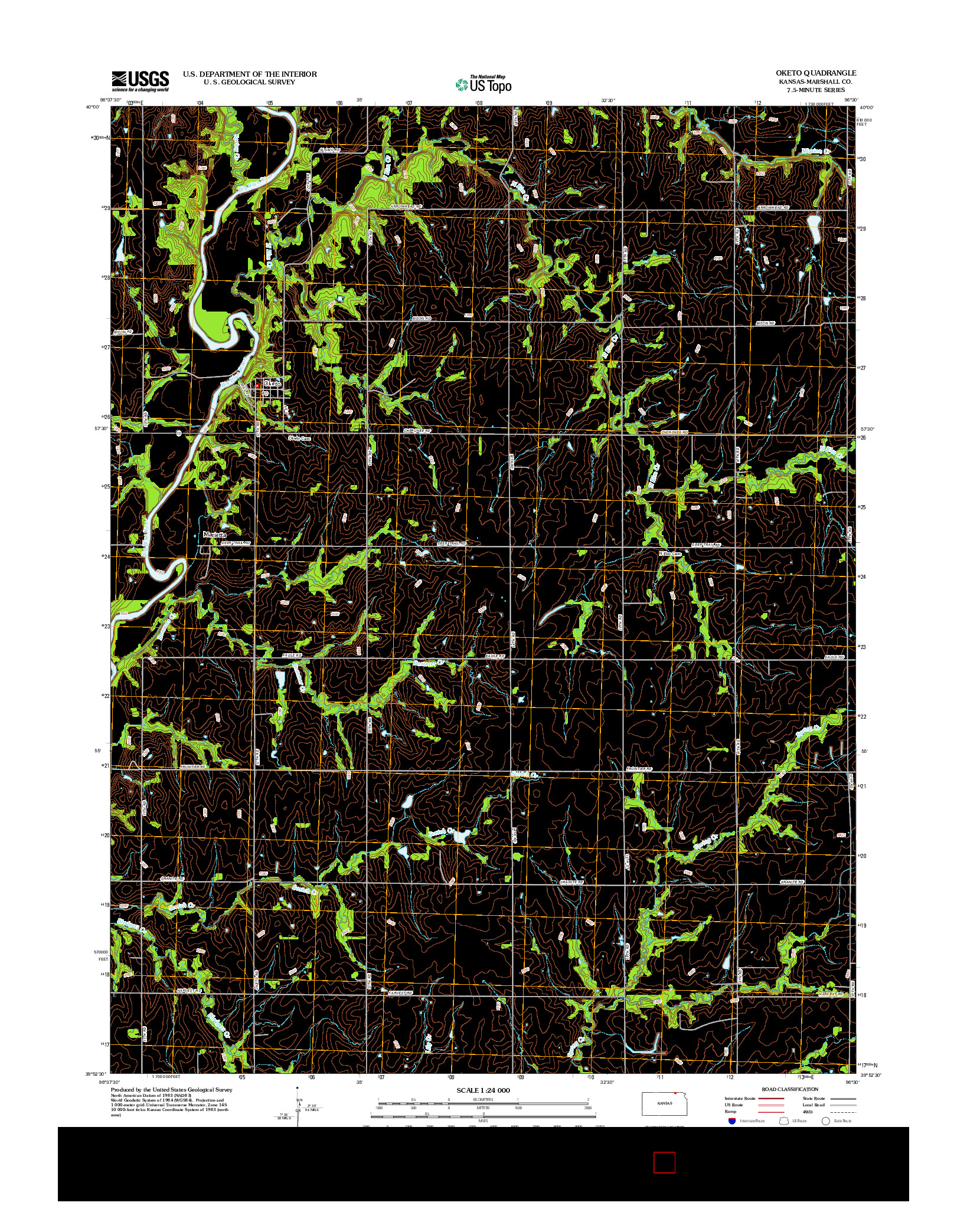 USGS US TOPO 7.5-MINUTE MAP FOR OKETO, KS 2012