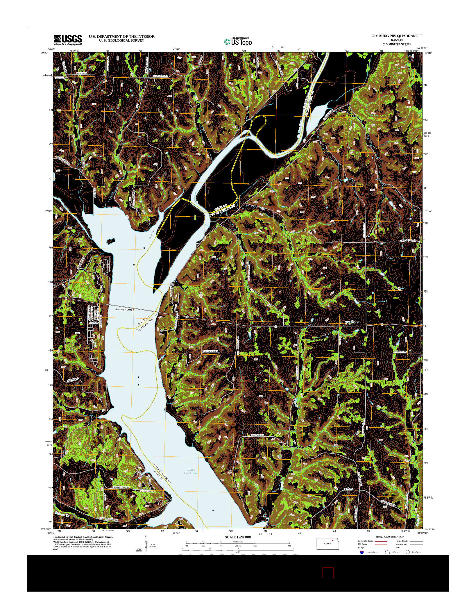 USGS US TOPO 7.5-MINUTE MAP FOR OLSBURG NW, KS 2012