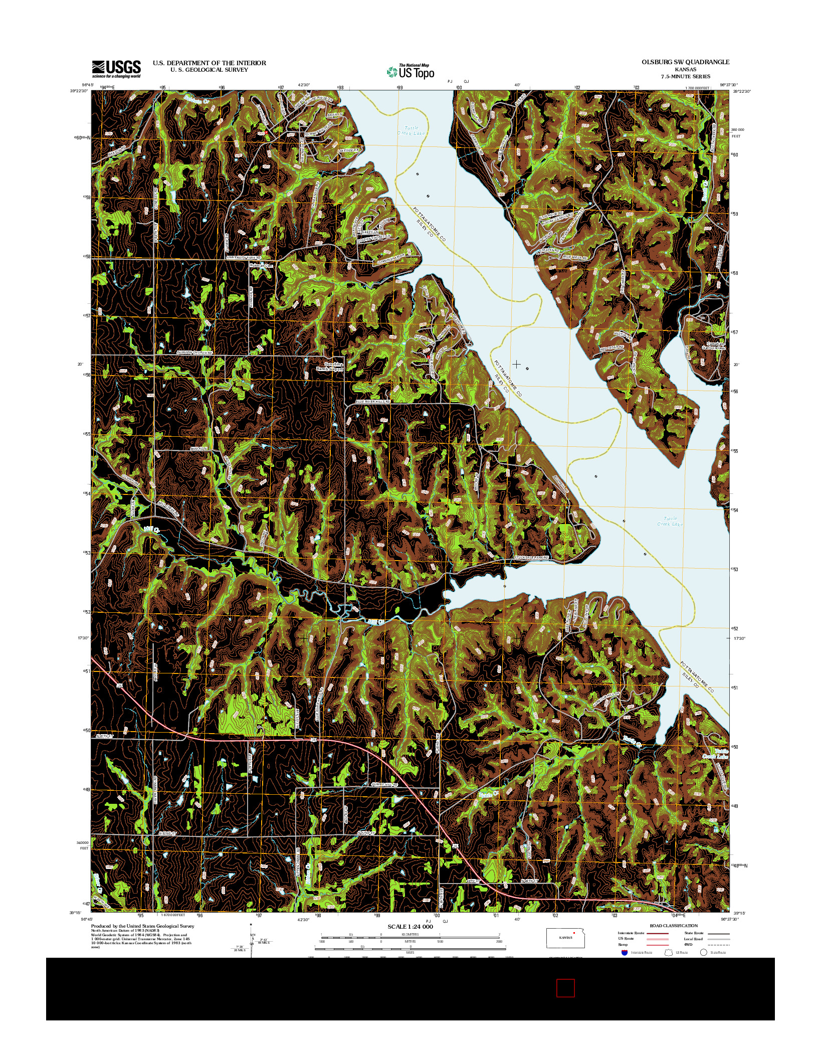 USGS US TOPO 7.5-MINUTE MAP FOR OLSBURG SW, KS 2012