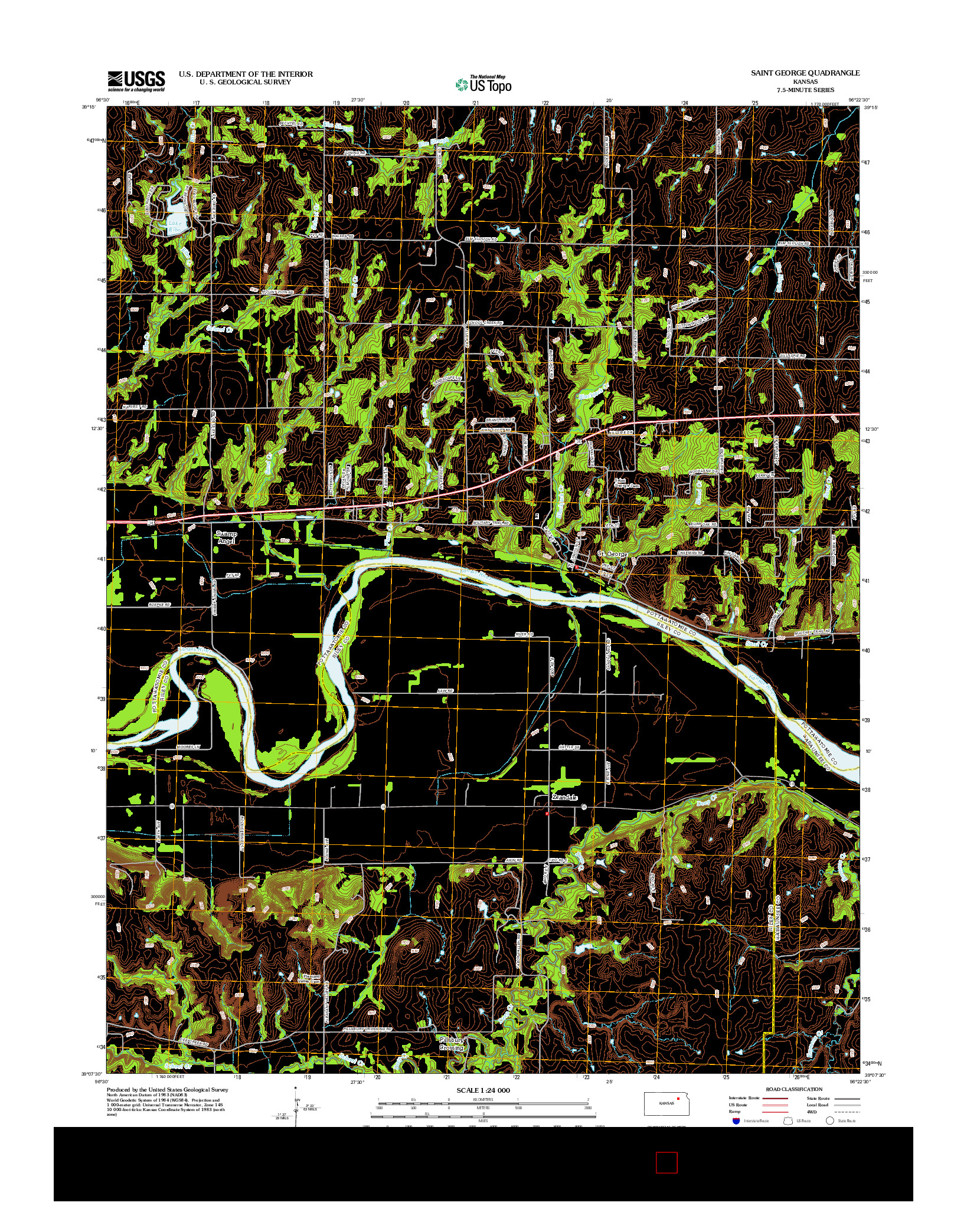 USGS US TOPO 7.5-MINUTE MAP FOR SAINT GEORGE, KS 2012