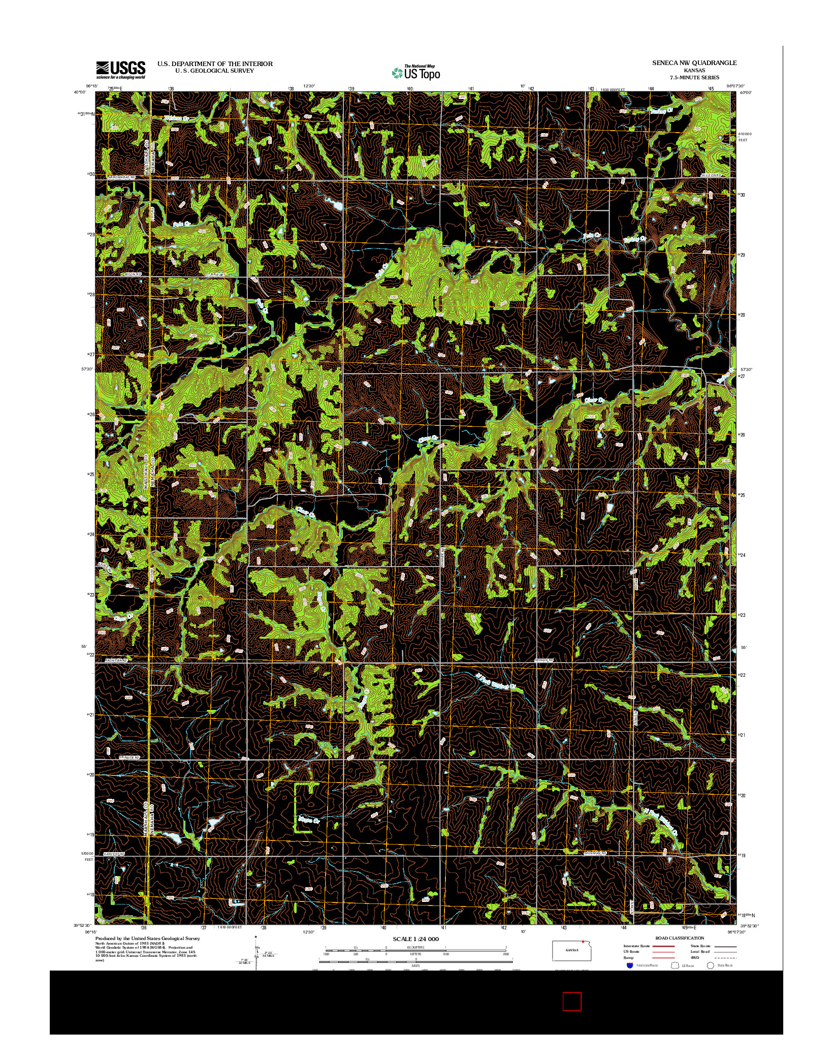 USGS US TOPO 7.5-MINUTE MAP FOR SENECA NW, KS 2012
