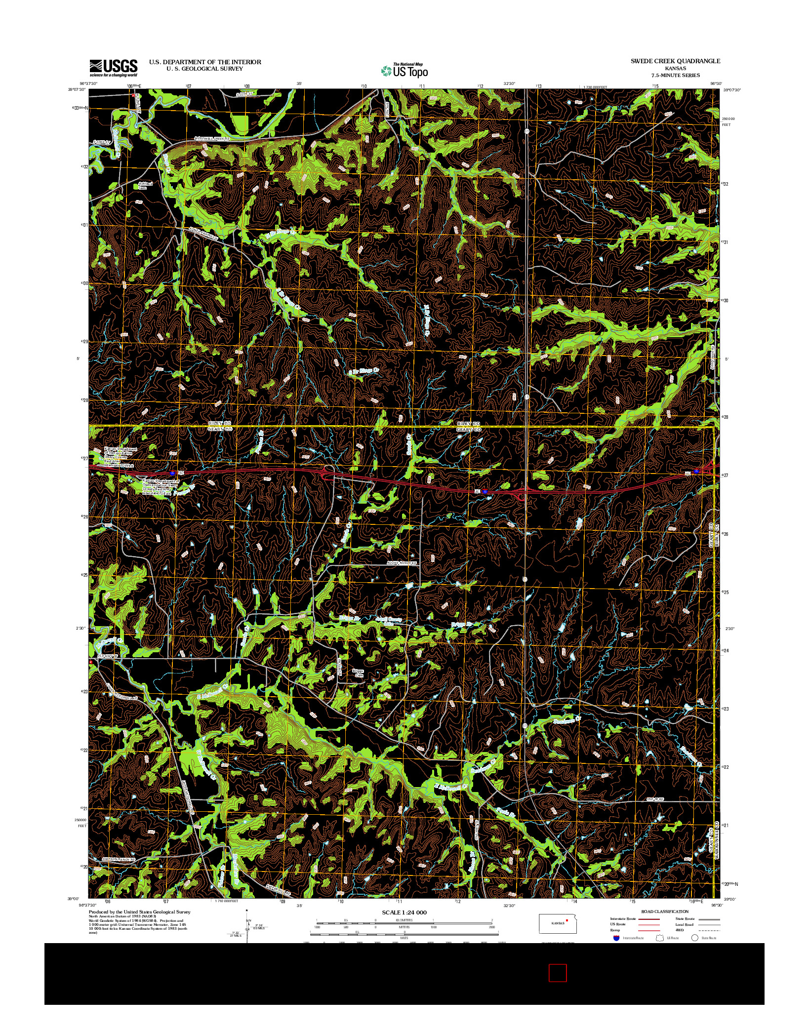 USGS US TOPO 7.5-MINUTE MAP FOR SWEDE CREEK, KS 2012