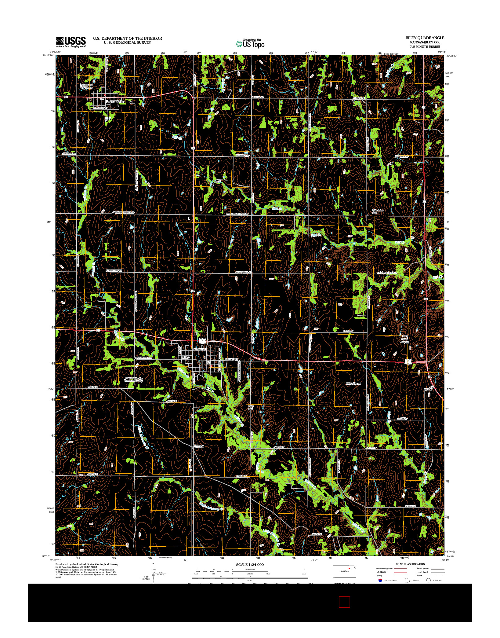 USGS US TOPO 7.5-MINUTE MAP FOR RILEY, KS 2012