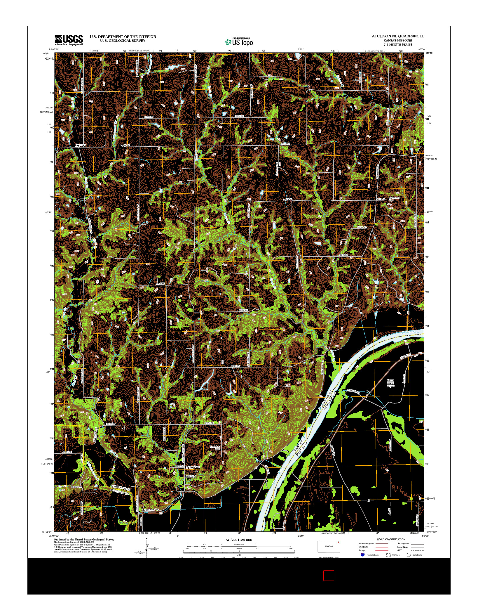 USGS US TOPO 7.5-MINUTE MAP FOR ATCHISON NE, KS-MO 2012