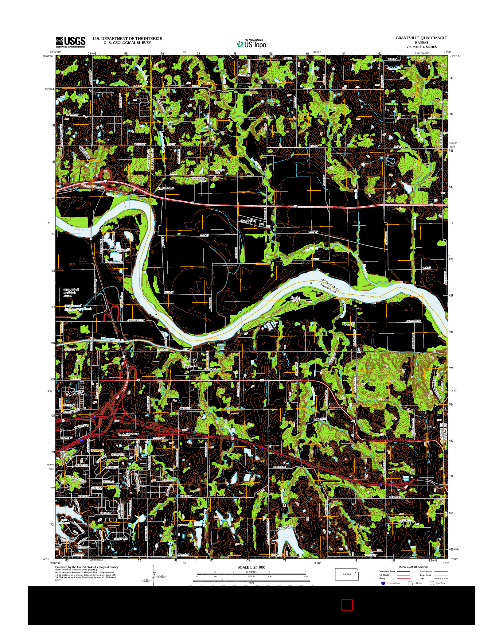 USGS US TOPO 7.5-MINUTE MAP FOR GRANTVILLE, KS 2012