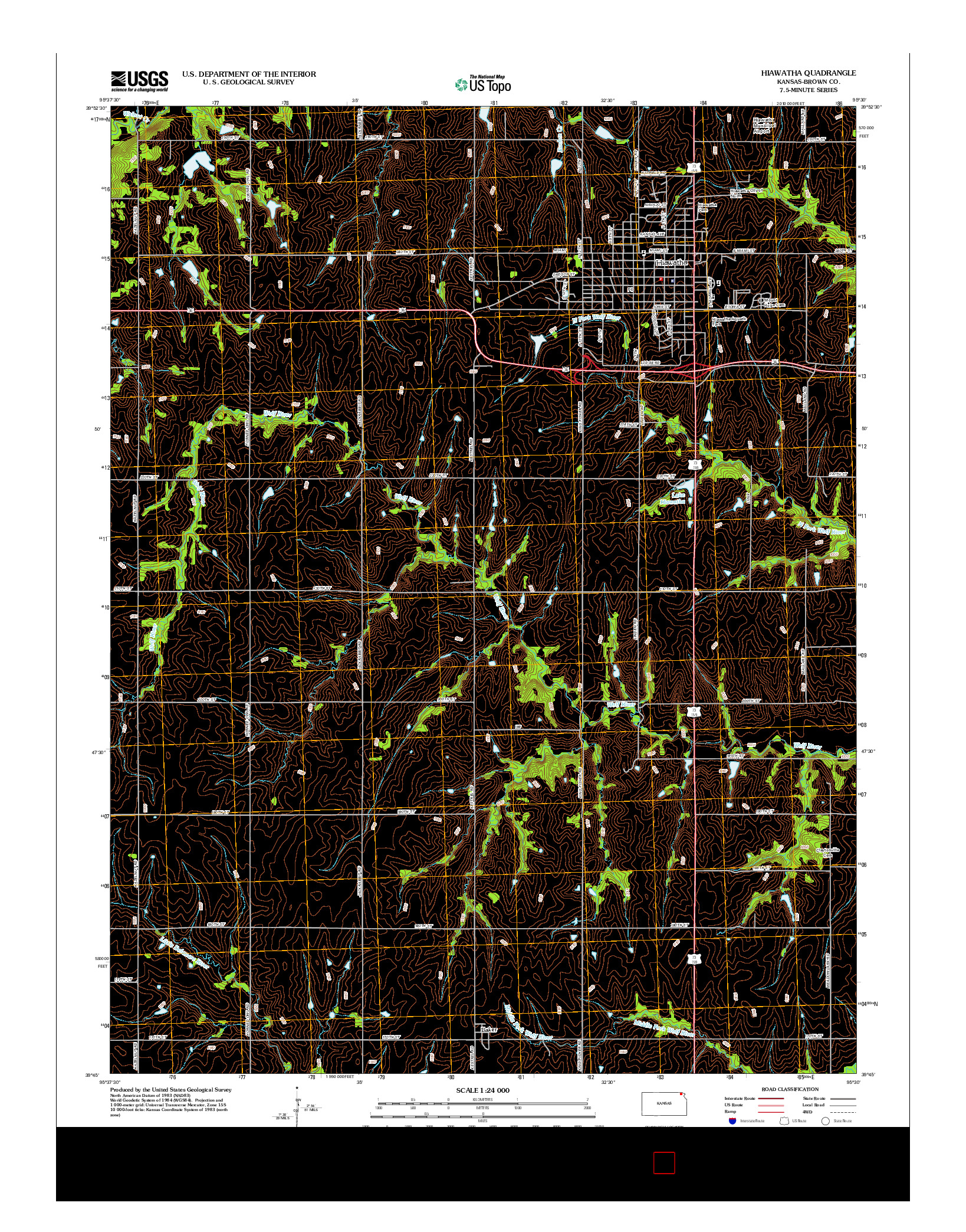 USGS US TOPO 7.5-MINUTE MAP FOR HIAWATHA, KS 2012