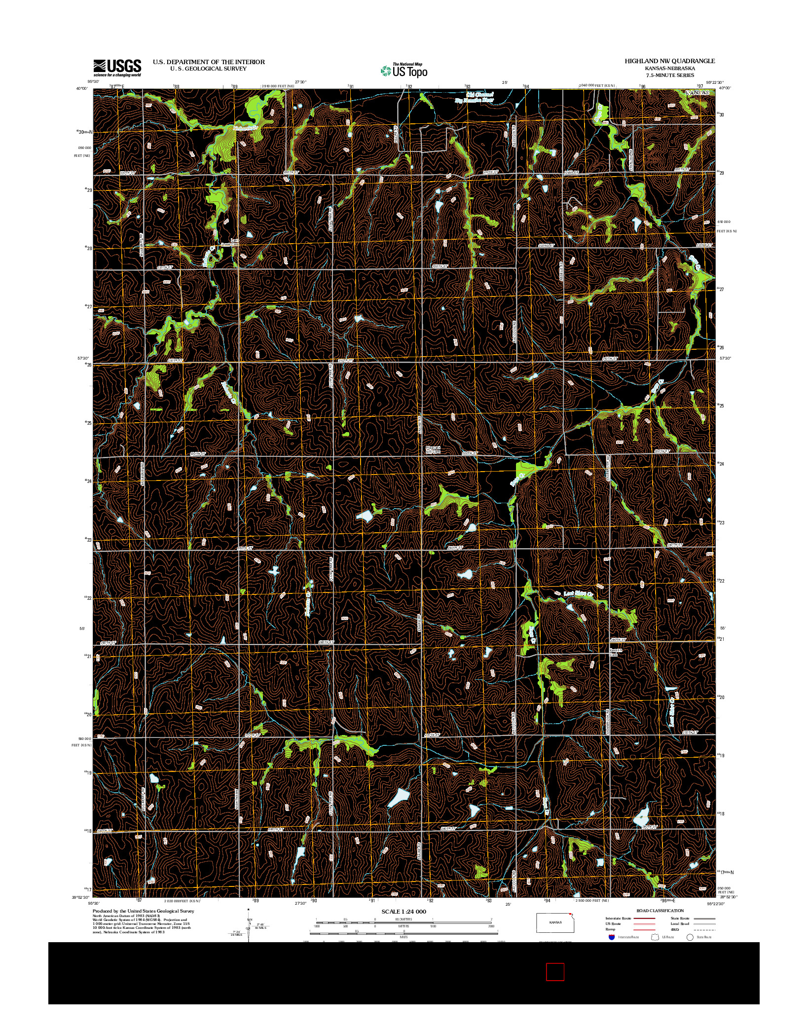 USGS US TOPO 7.5-MINUTE MAP FOR HIGHLAND NW, KS-NE 2012