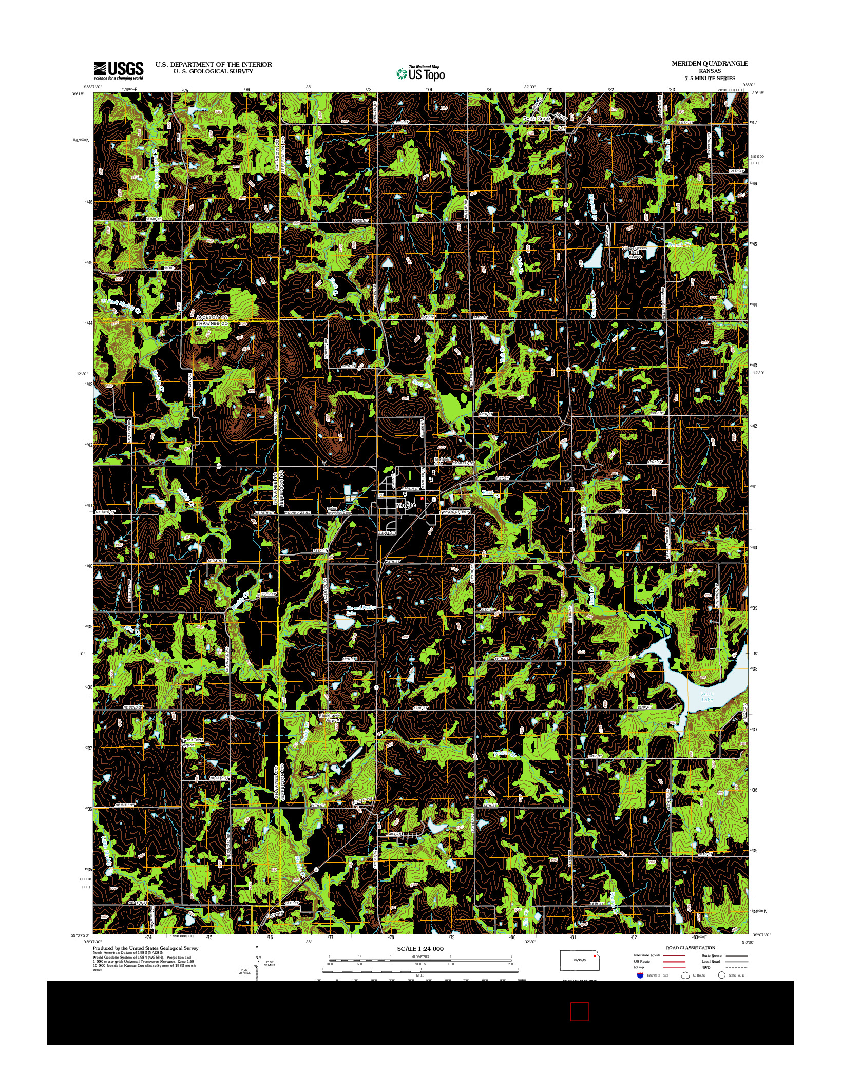 USGS US TOPO 7.5-MINUTE MAP FOR MERIDEN, KS 2012