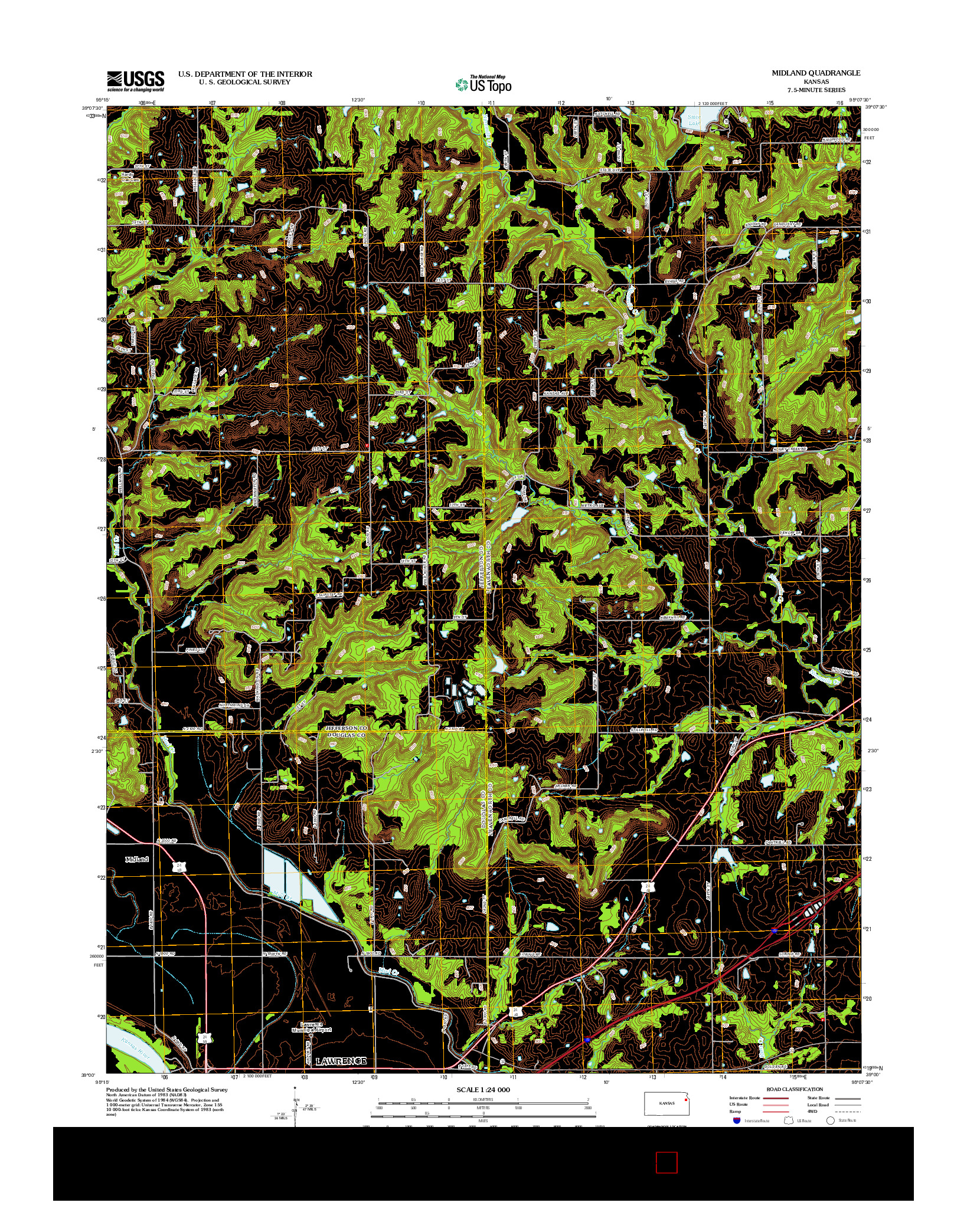 USGS US TOPO 7.5-MINUTE MAP FOR MIDLAND, KS 2012