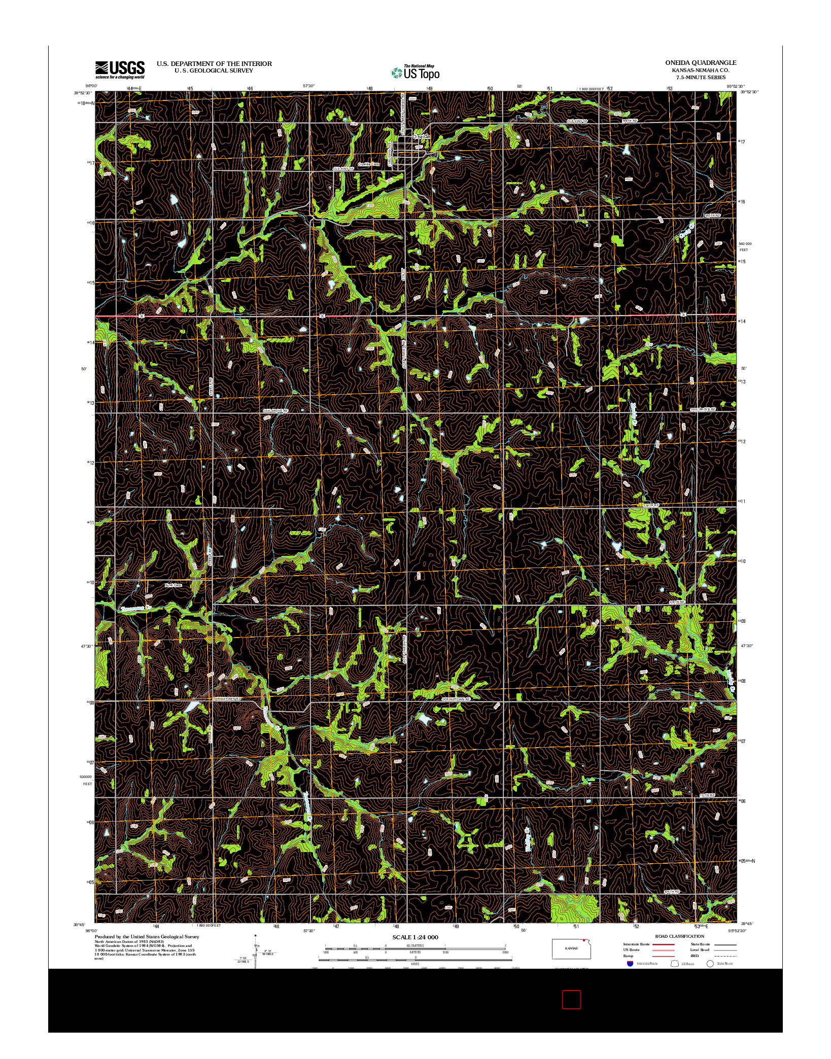USGS US TOPO 7.5-MINUTE MAP FOR ONEIDA, KS 2012