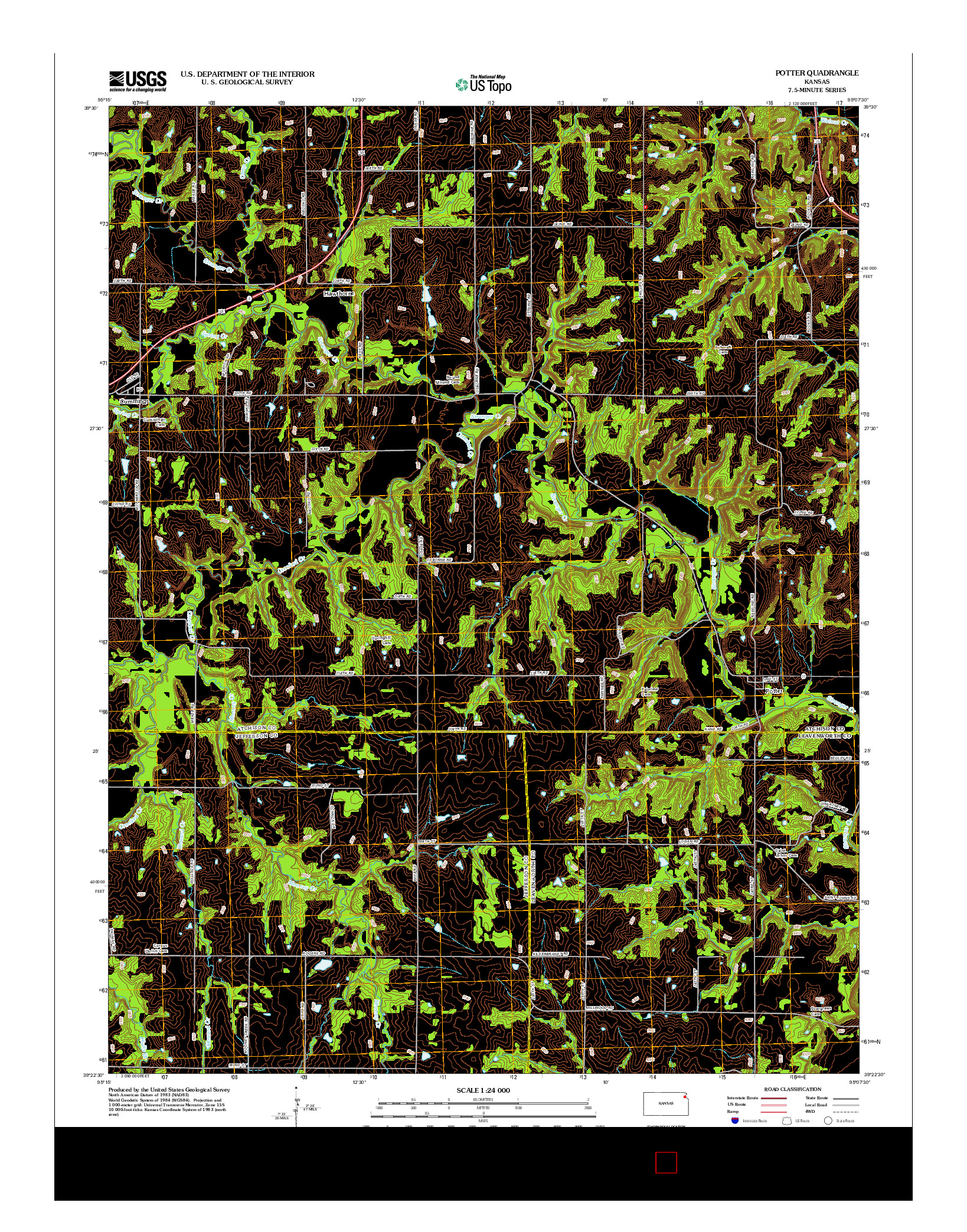 USGS US TOPO 7.5-MINUTE MAP FOR POTTER, KS 2012